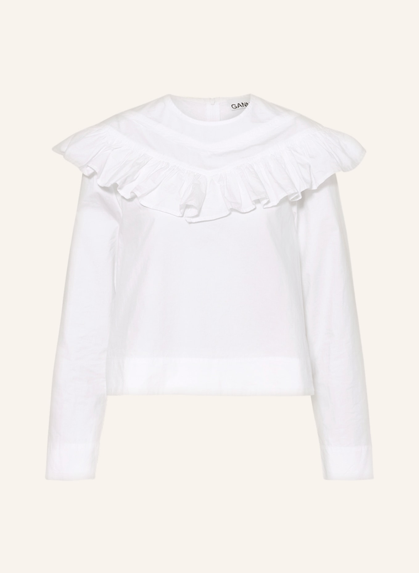GANNI Shirt blouse with ruffles, Color: WHITE (Image 1)