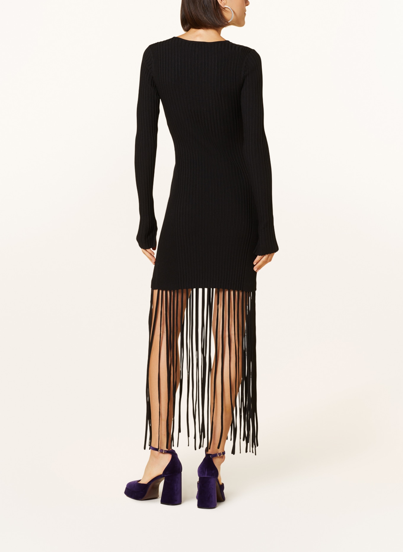 GANNI Knit dress with fringes, Color: BLACK (Image 3)