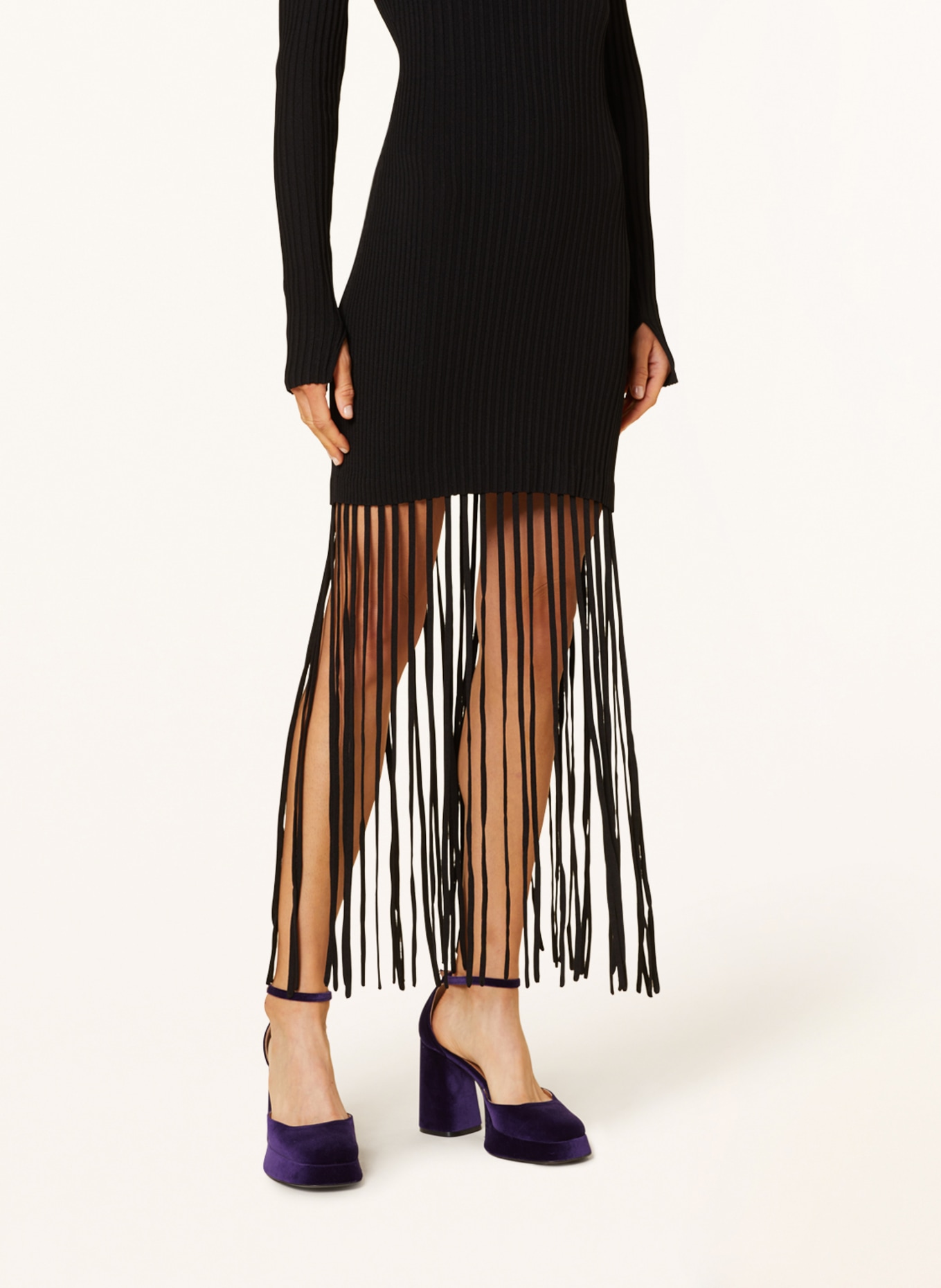 GANNI Knit dress with fringes, Color: BLACK (Image 4)
