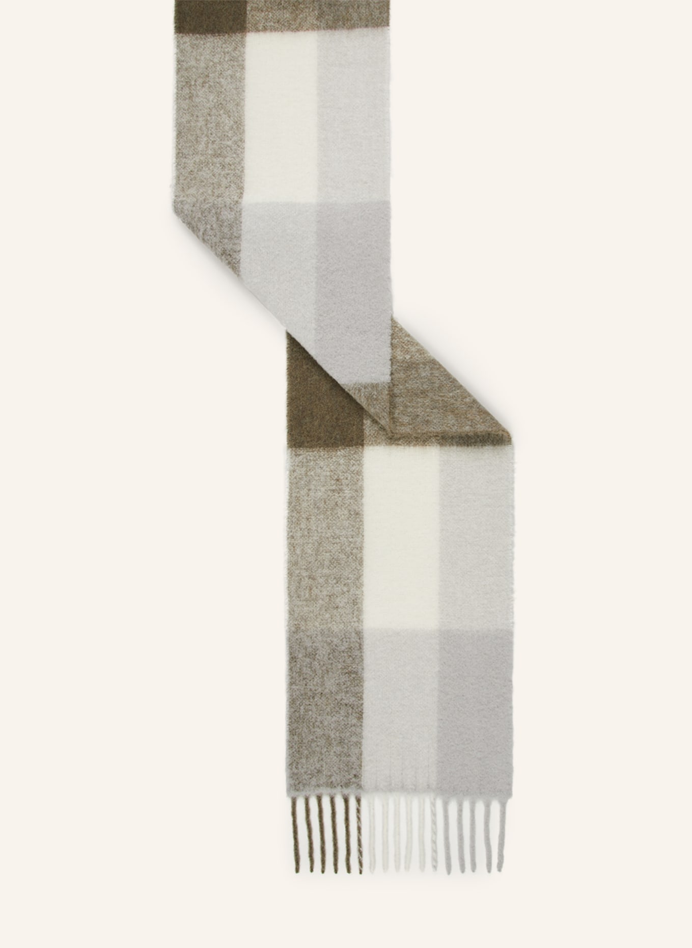 darling harbour Alpaca scarf, Color: ECRU/ OLIVE (Image 2)