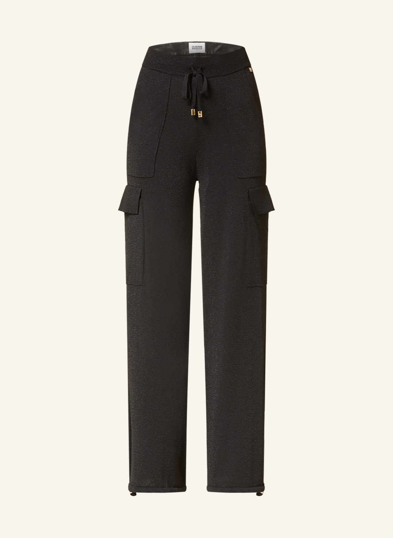 PINKO Knit trousers in jogger style with glitter thread, Color: BLACK (Image 1)