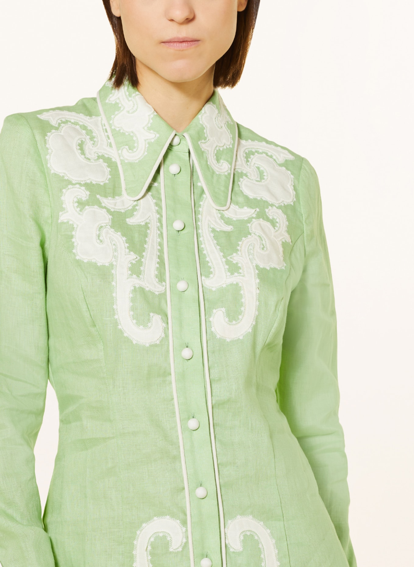 ALÉMAIS Hemdblusenkleid RUBY aus Leinen, Farbe: MINT/ WEISS (Bild 4)