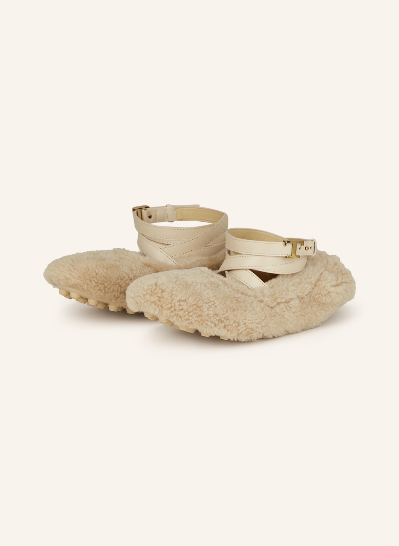 TOD'S Ballet flats with real fur, Color: LIGHT BROWN (Image 1)