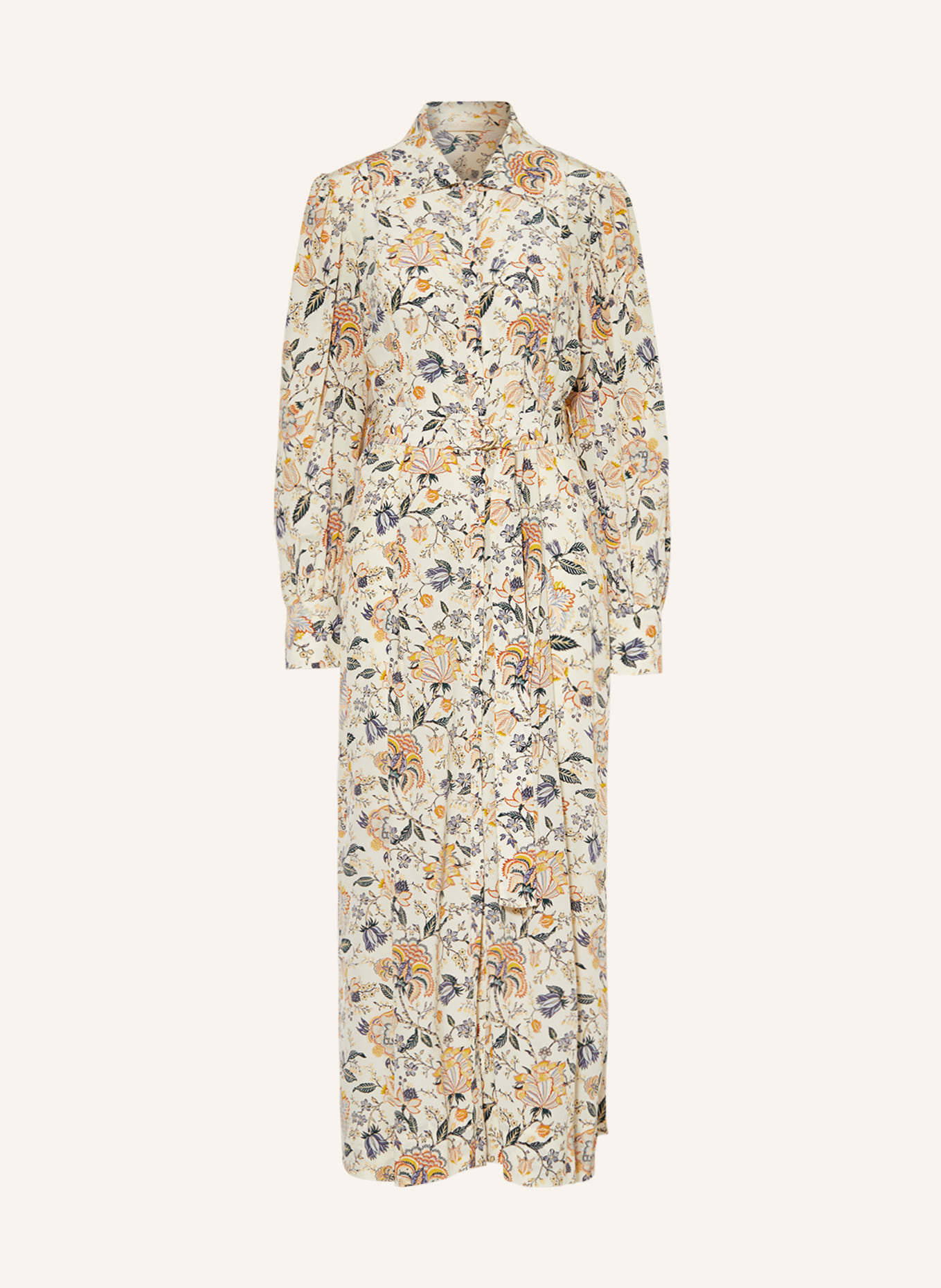 ULLA JOHNSON Shirt dress ATHENA in silk, Color: ECRU/ COGNAC/ TEAL (Image 1)