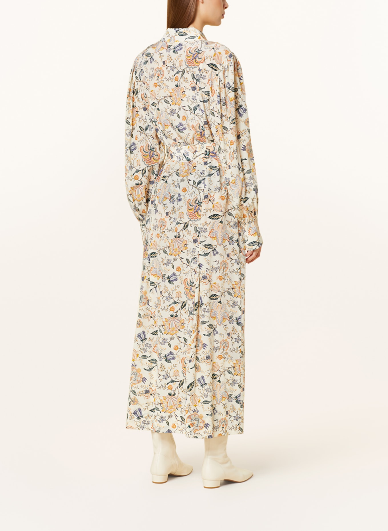 ULLA JOHNSON Shirt dress ATHENA in silk, Color: ECRU/ COGNAC/ TEAL (Image 3)