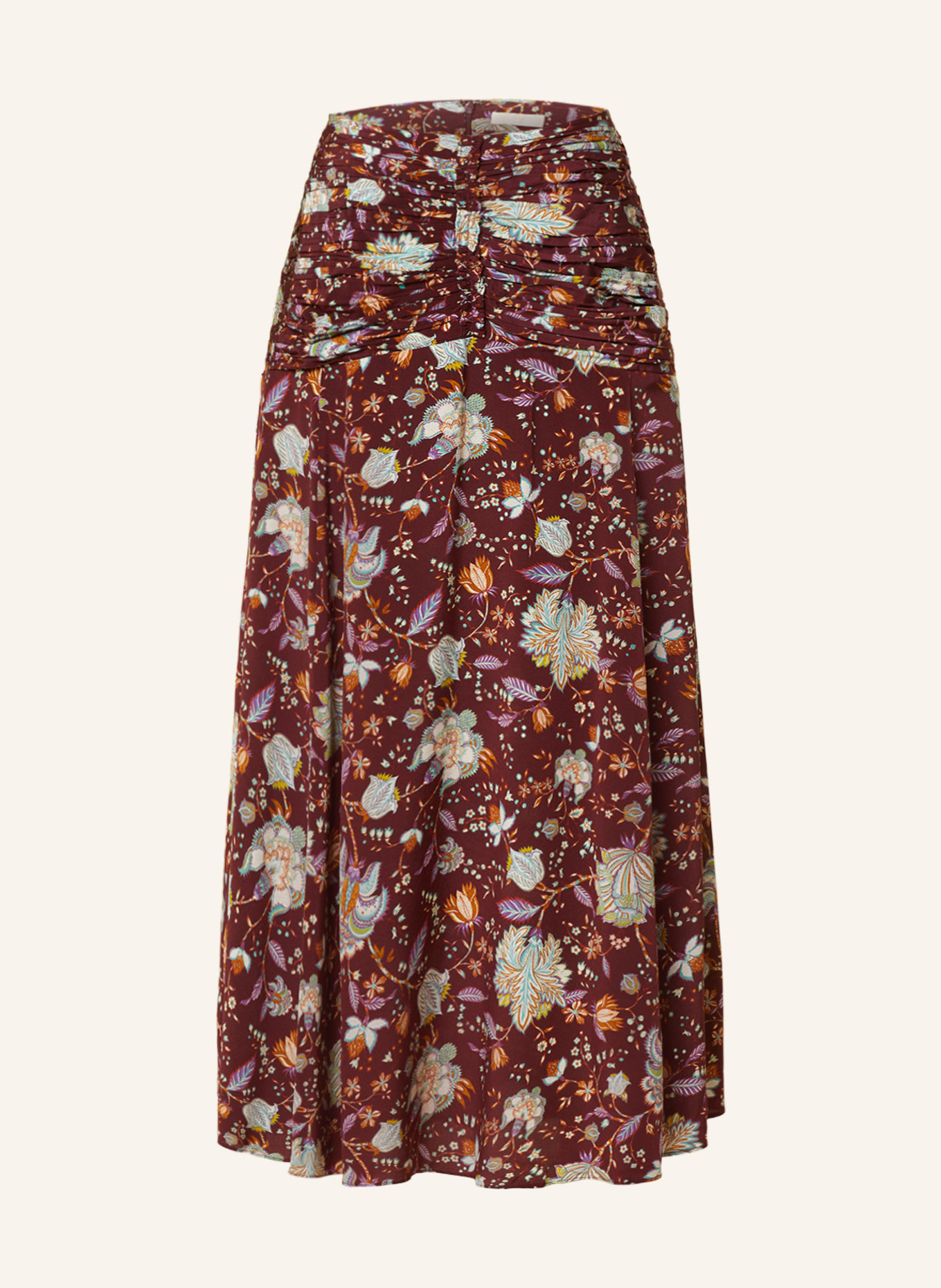 ULLA JOHNSON Hedvábná sukně IMANI, Barva: TMAVĚ ČERVENÁ/ FIALOVÁ/ ZELENÁ (Obrázek 1)