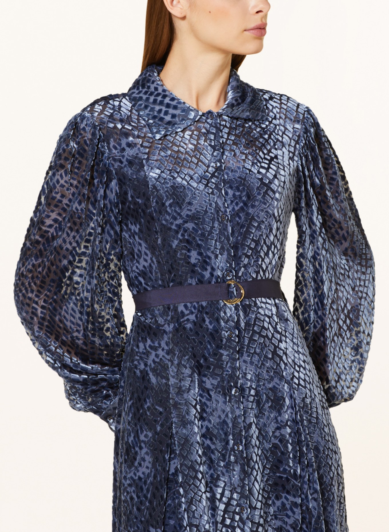 ULLA JOHNSON Shirt dress in velvet, Color: LIGHT BLUE/ BLUE (Image 4)