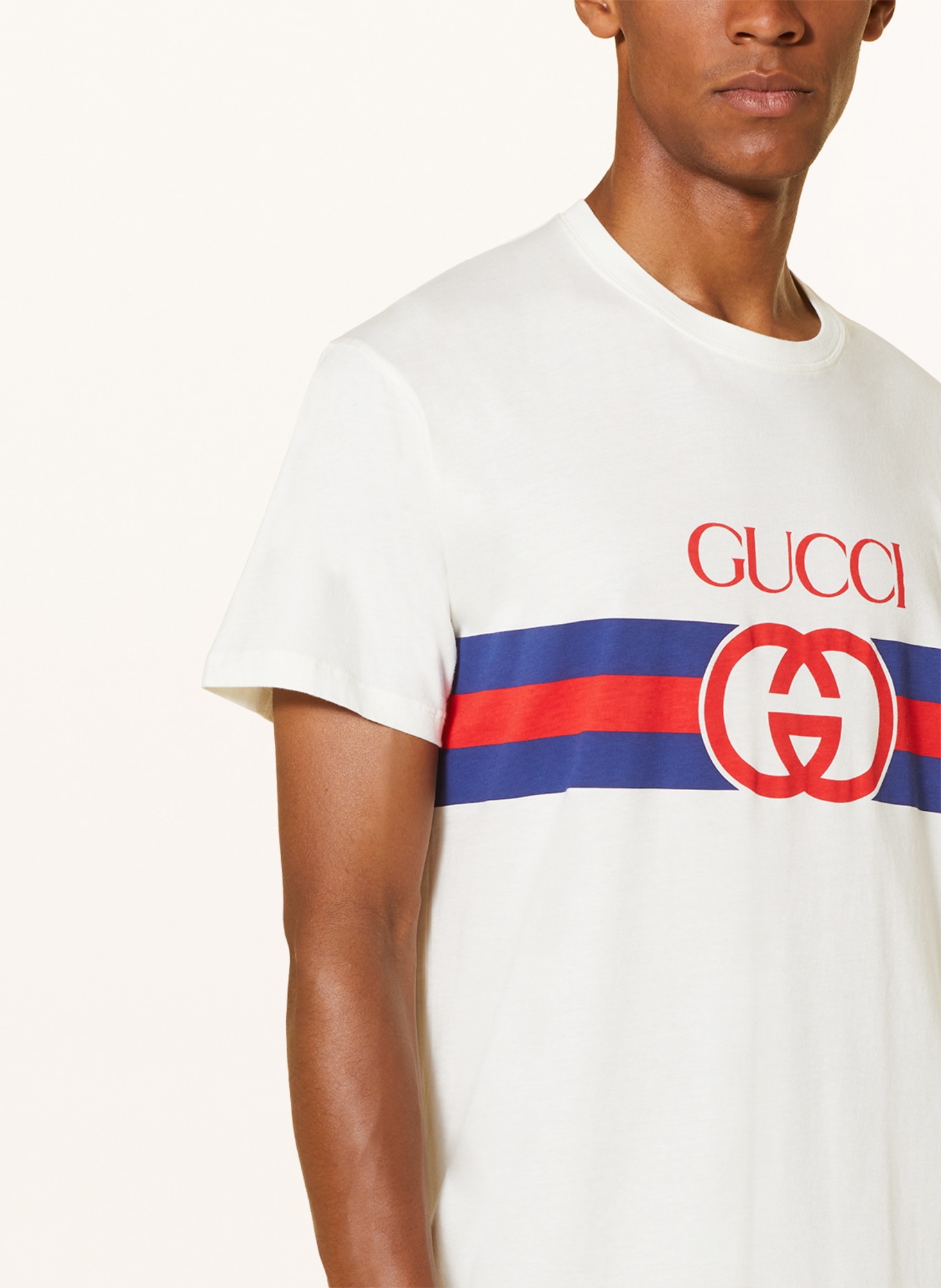 GUCCI T-shirt in white/ dark blue/ red