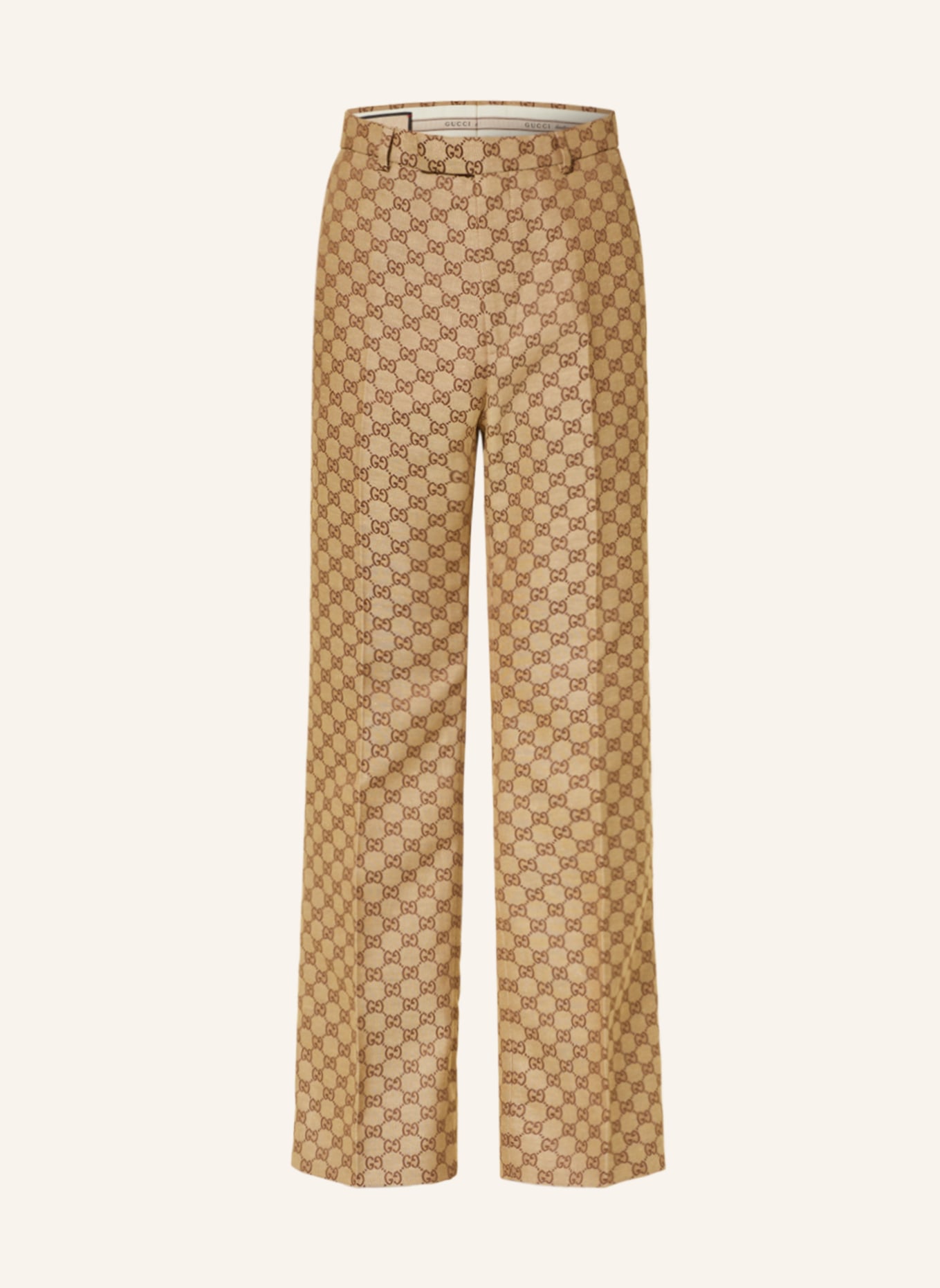 GUCCI Regular fit trousers with linen, Color: 2580 CAMEL/EBONY (Image 1)