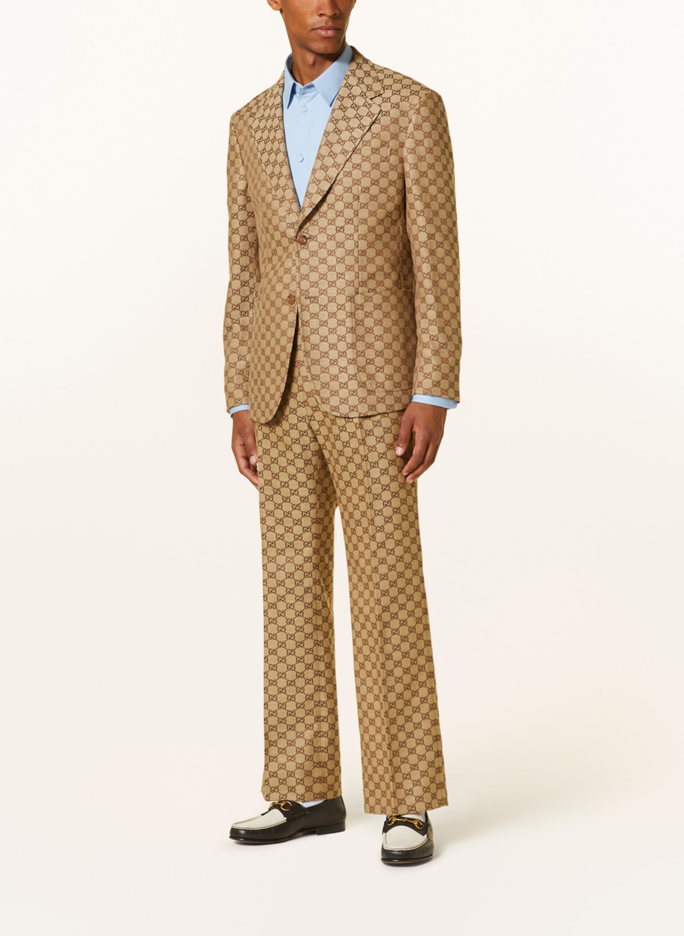 GUCCI Regular fit trousers with linen, Color: 2580 CAMEL/EBONY (Image 2)