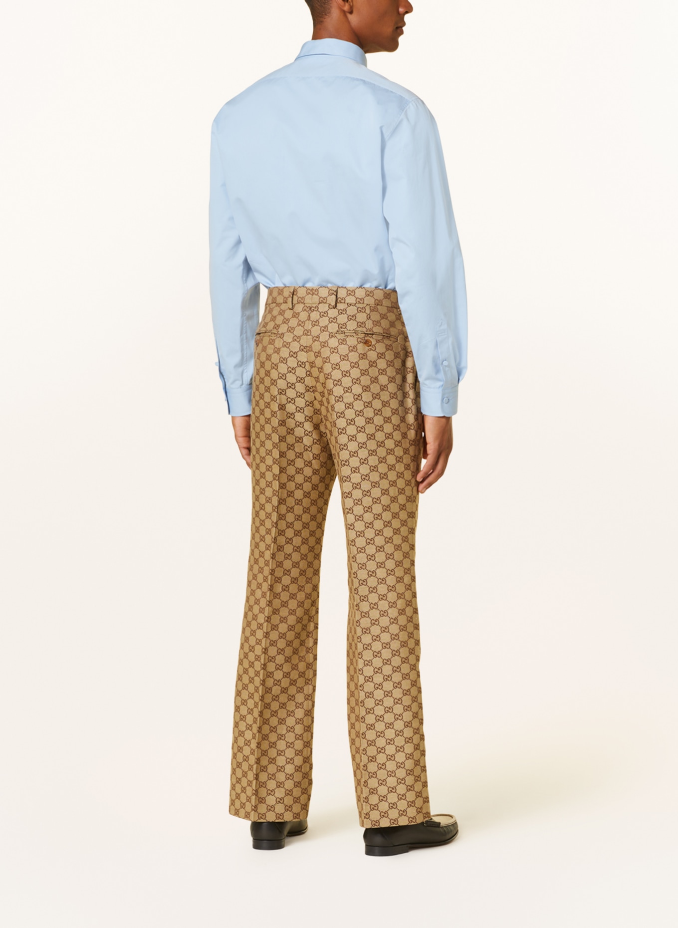 Neutral GG-jacquard cotton-blend canvas trousers | Gucci | MATCHES UK
