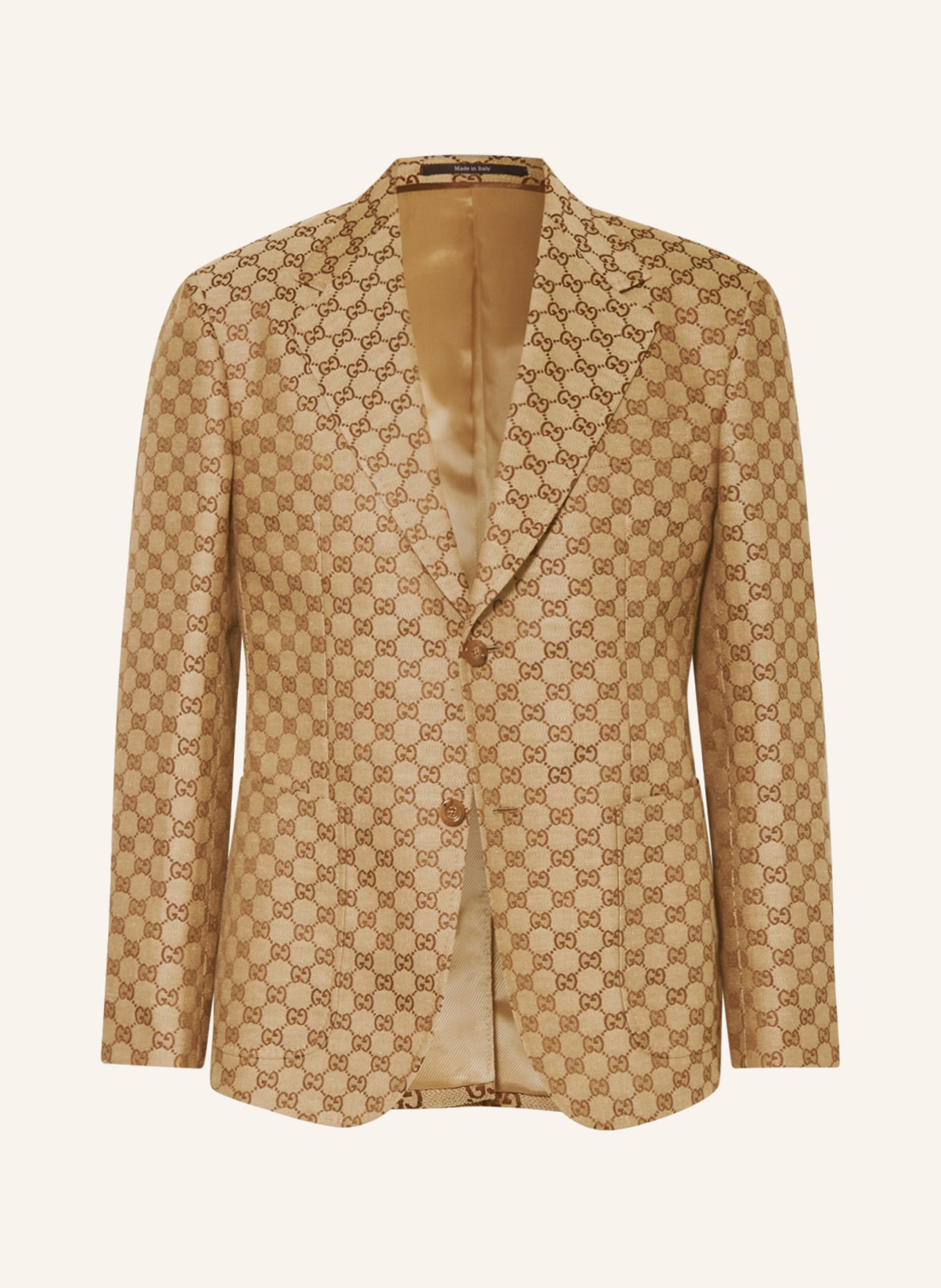 GUCCI Suit jacket extra slim fit with linen, Color: BEIGE/ DARK BROWN (Image 1)