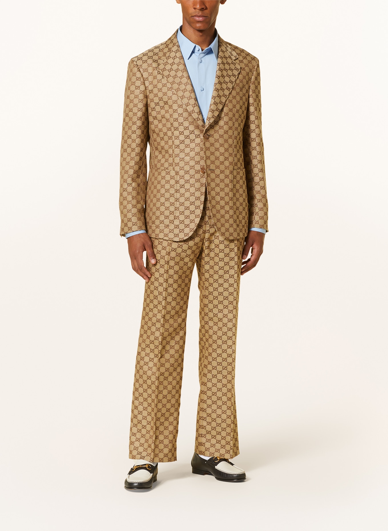 GUCCI Suit jacket extra slim fit with linen, Color: BEIGE/ DARK BROWN (Image 2)