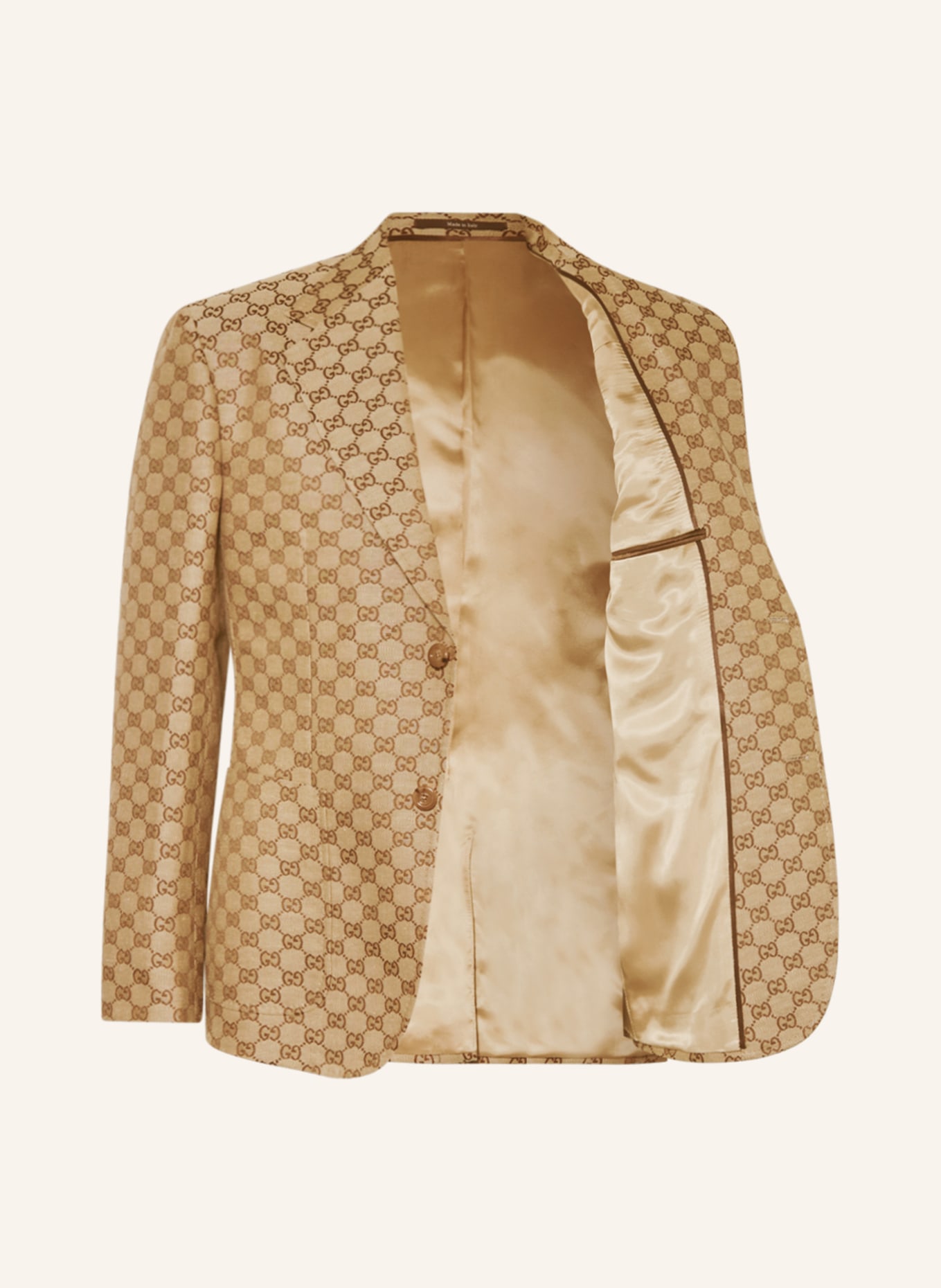 GUCCI Suit jacket extra slim fit with linen, Color: BEIGE/ DARK BROWN (Image 4)