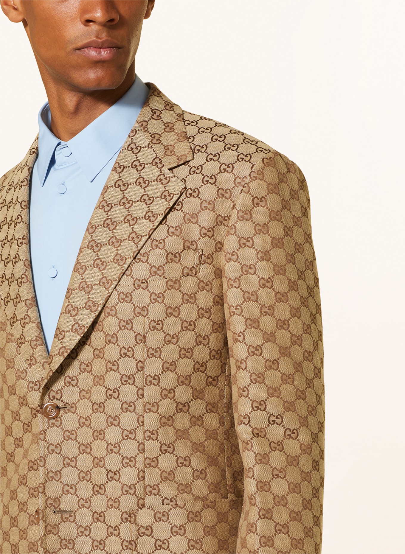 GUCCI Suit jacket extra slim fit with linen, Color: BEIGE/ DARK BROWN (Image 5)