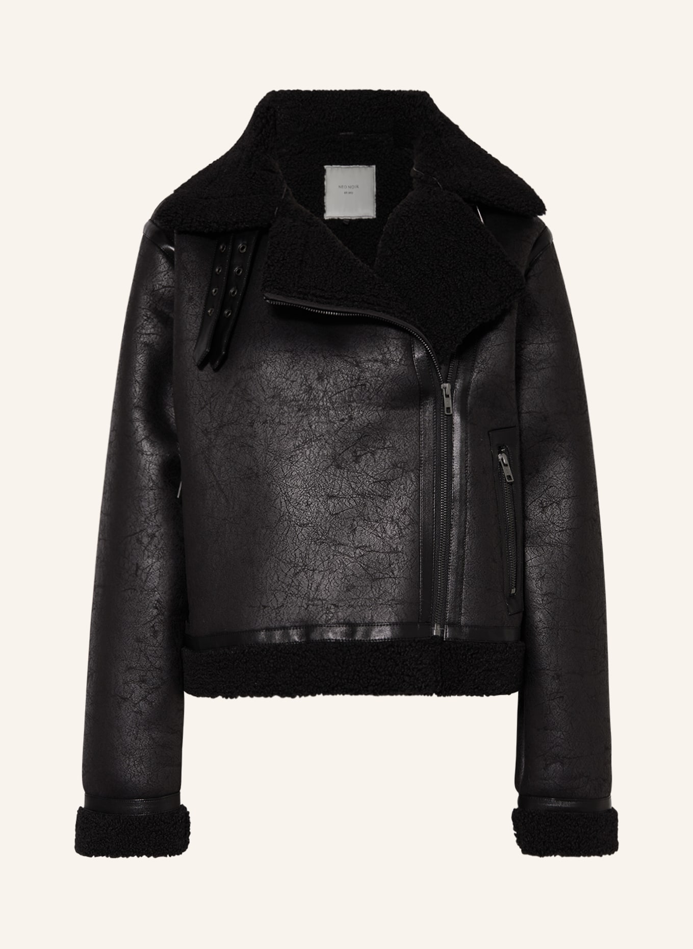 NEO NOIR Jacket SADIE in leather look with teddy, Color: BLACK (Image 1)