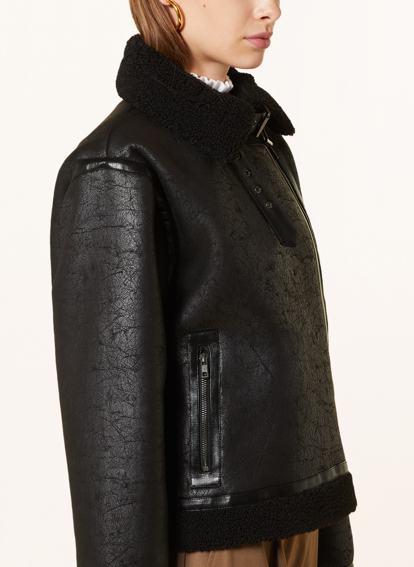 NEO NOIR Jacket SADIE in leather look with teddy, Color: BLACK (Image 4)