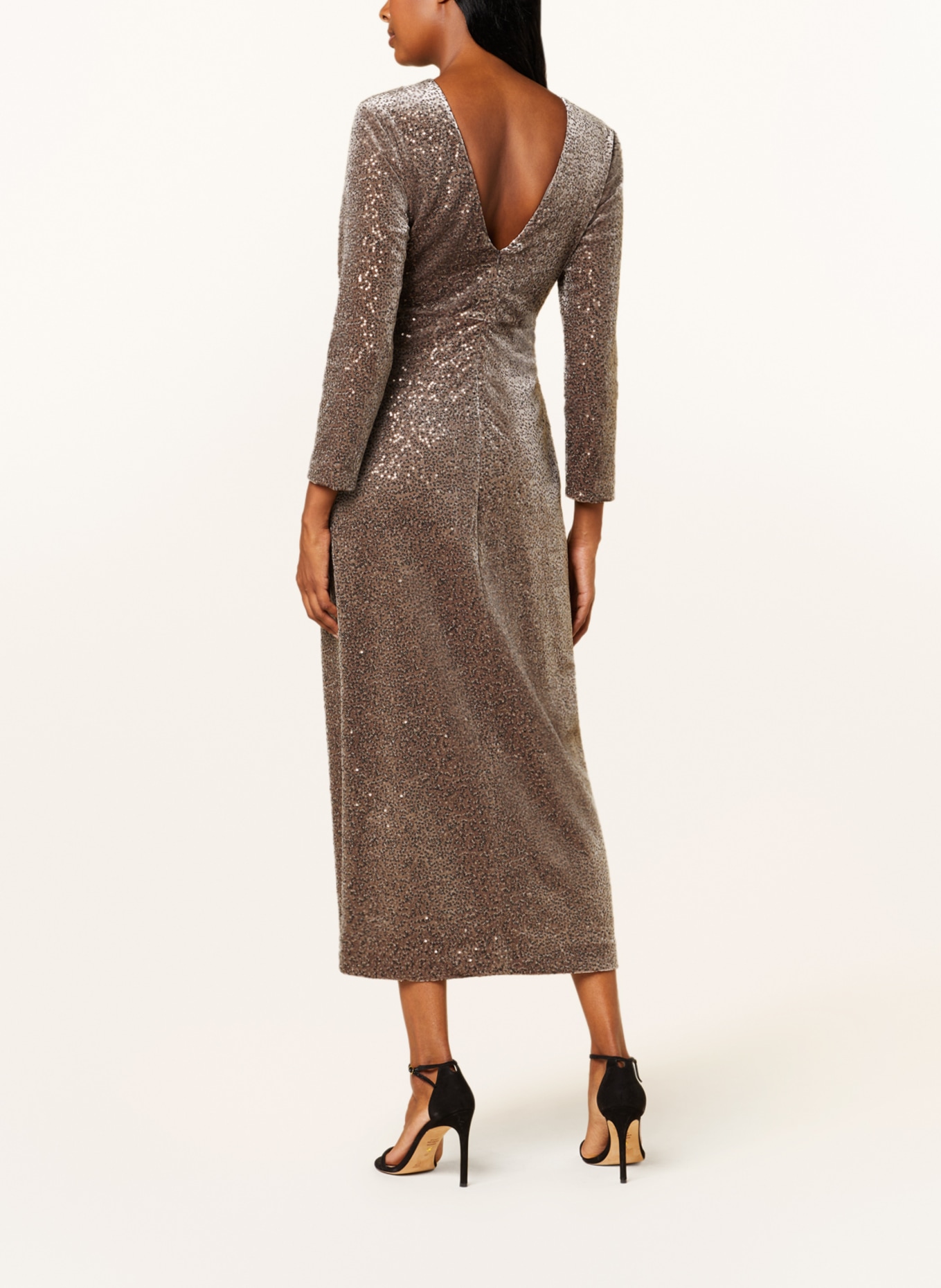 PESERICO Cocktail dress with 3/4 sleeves and sequins, Color: GRAY (Image 3)