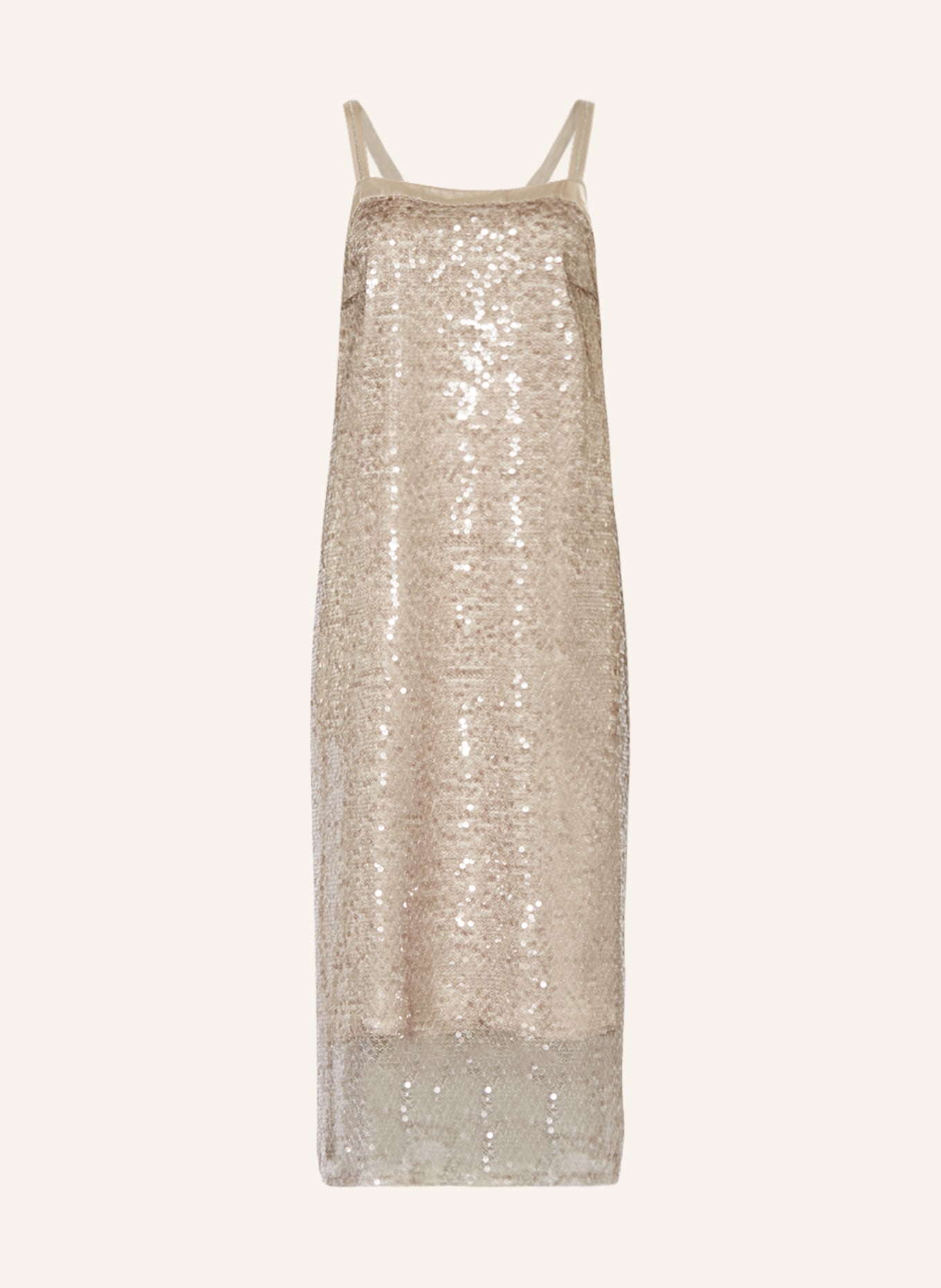PESERICO Koktejlové šaty s flitry, Barva: NUDE (Obrázek 1)