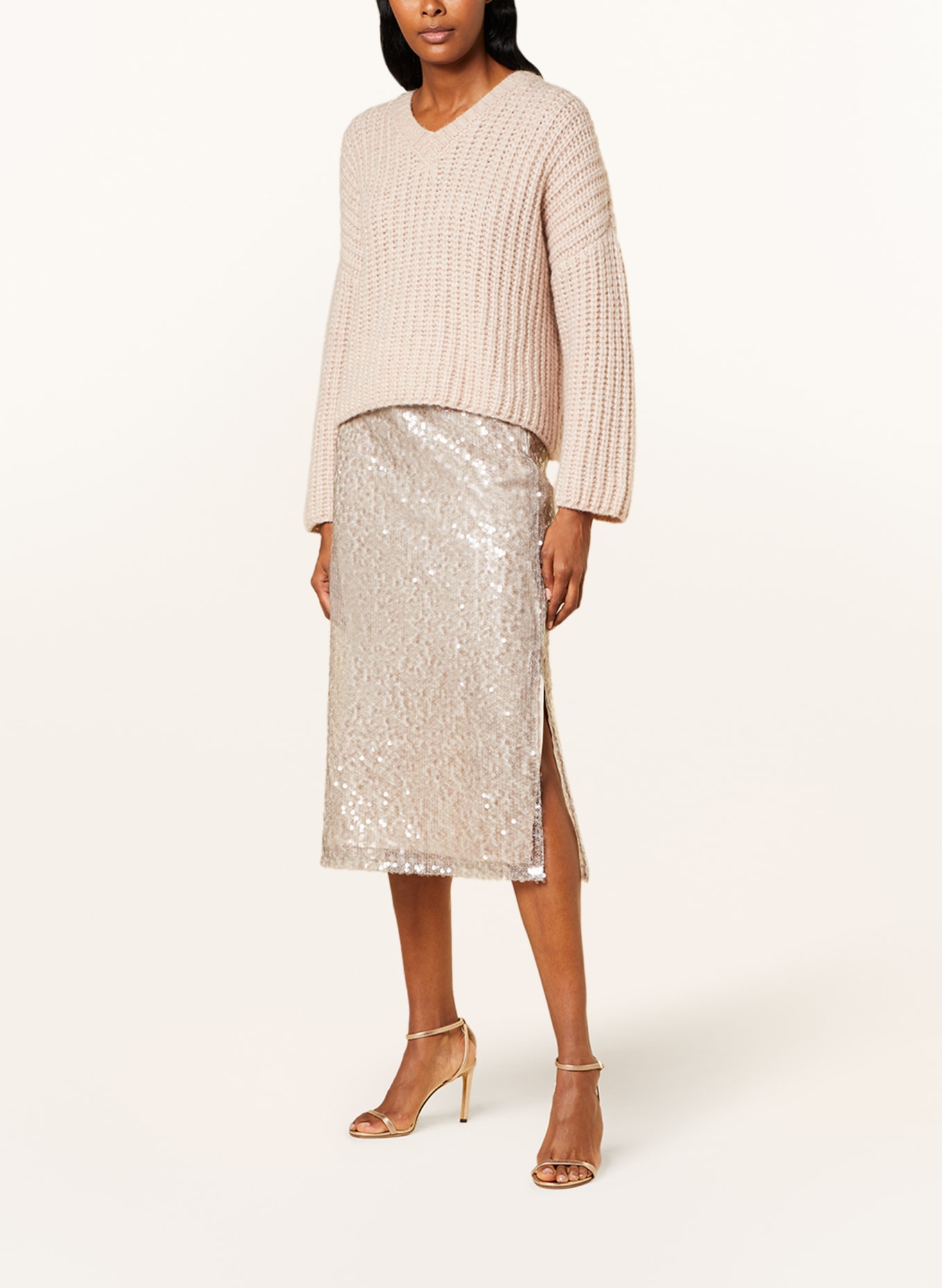 PESERICO Skirt with sequins, Color: BEIGE (Image 2)