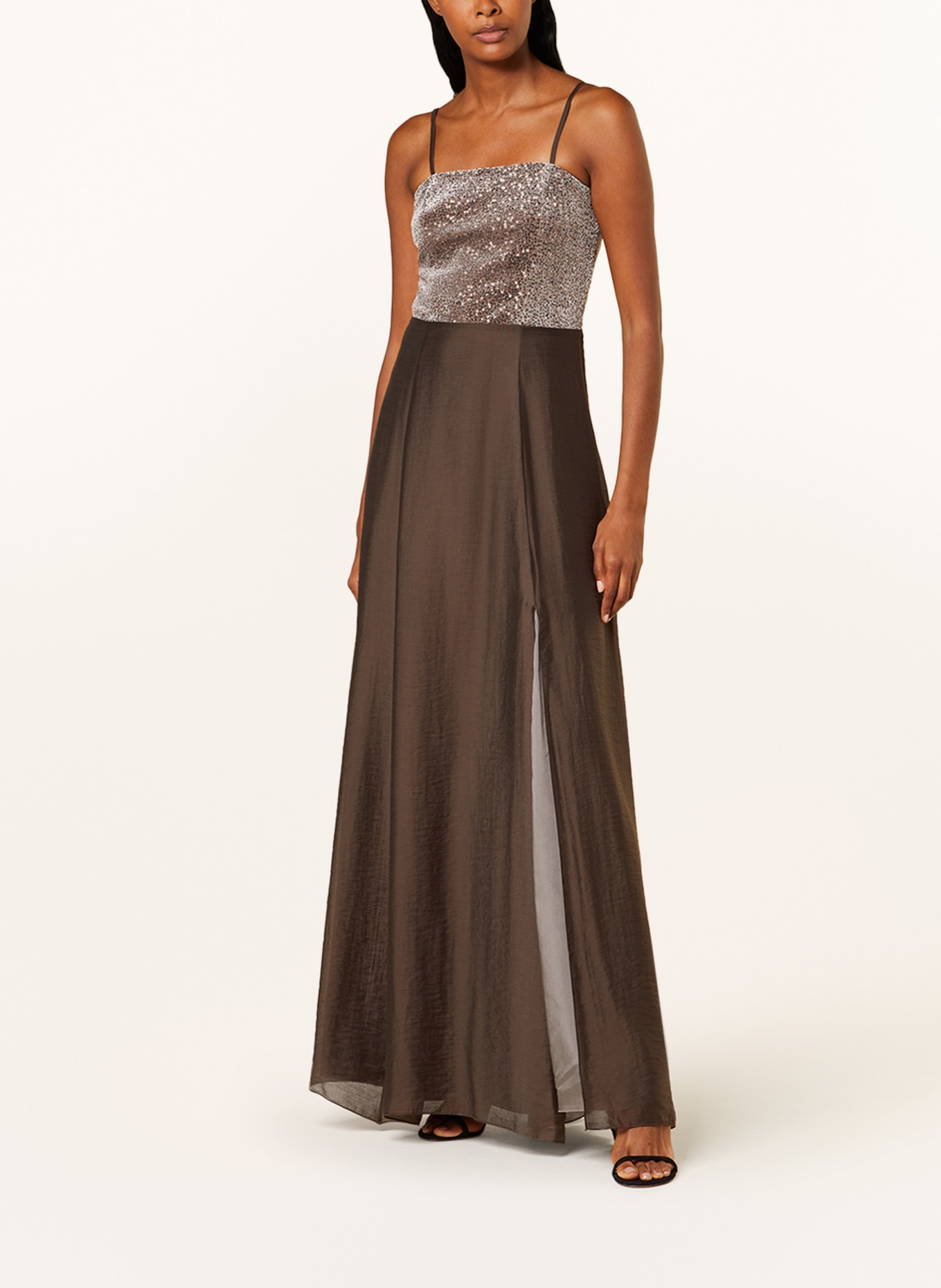 PESERICO Evening dress with sequins, Color: GRAY/ DARK BROWN (Image 2)