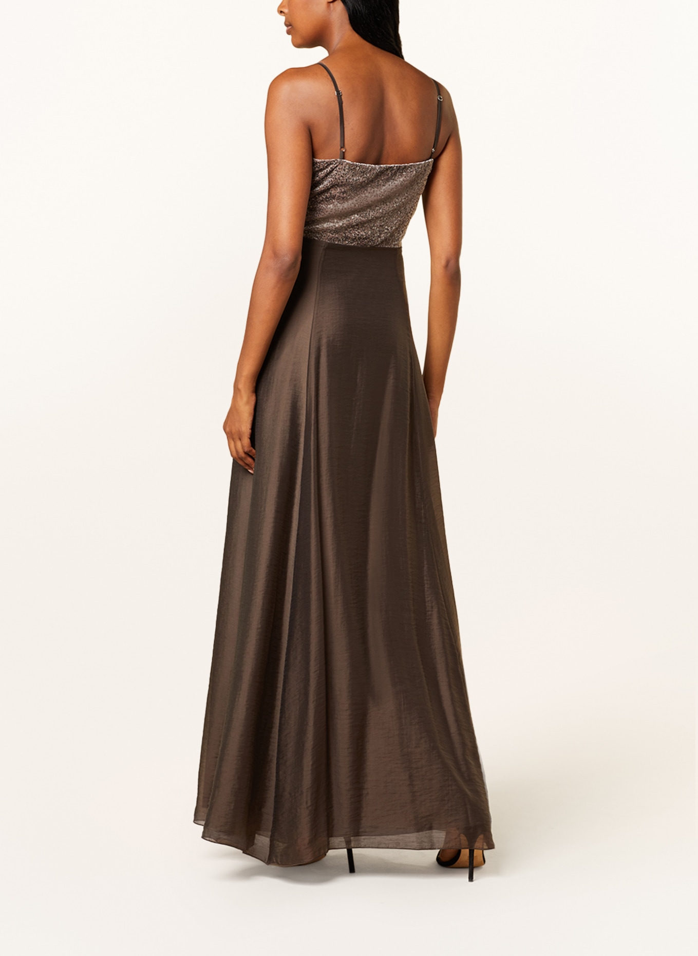 PESERICO Evening dress with sequins, Color: GRAY/ DARK BROWN (Image 3)