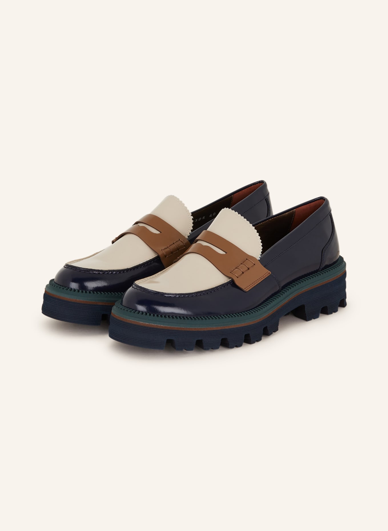 Pertini Penny loafers, Color: DARK BLUE/ BEIGE (Image 1)
