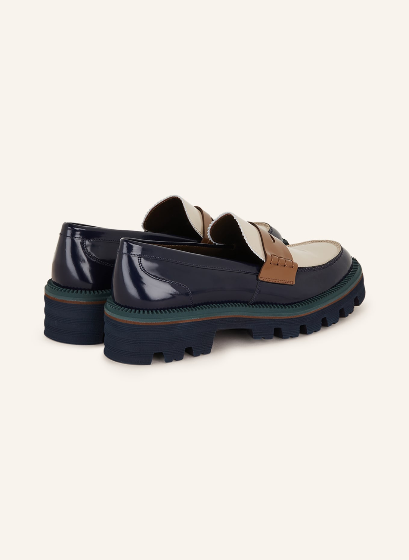 Pertini Penny loafers, Color: DARK BLUE/ BEIGE (Image 2)