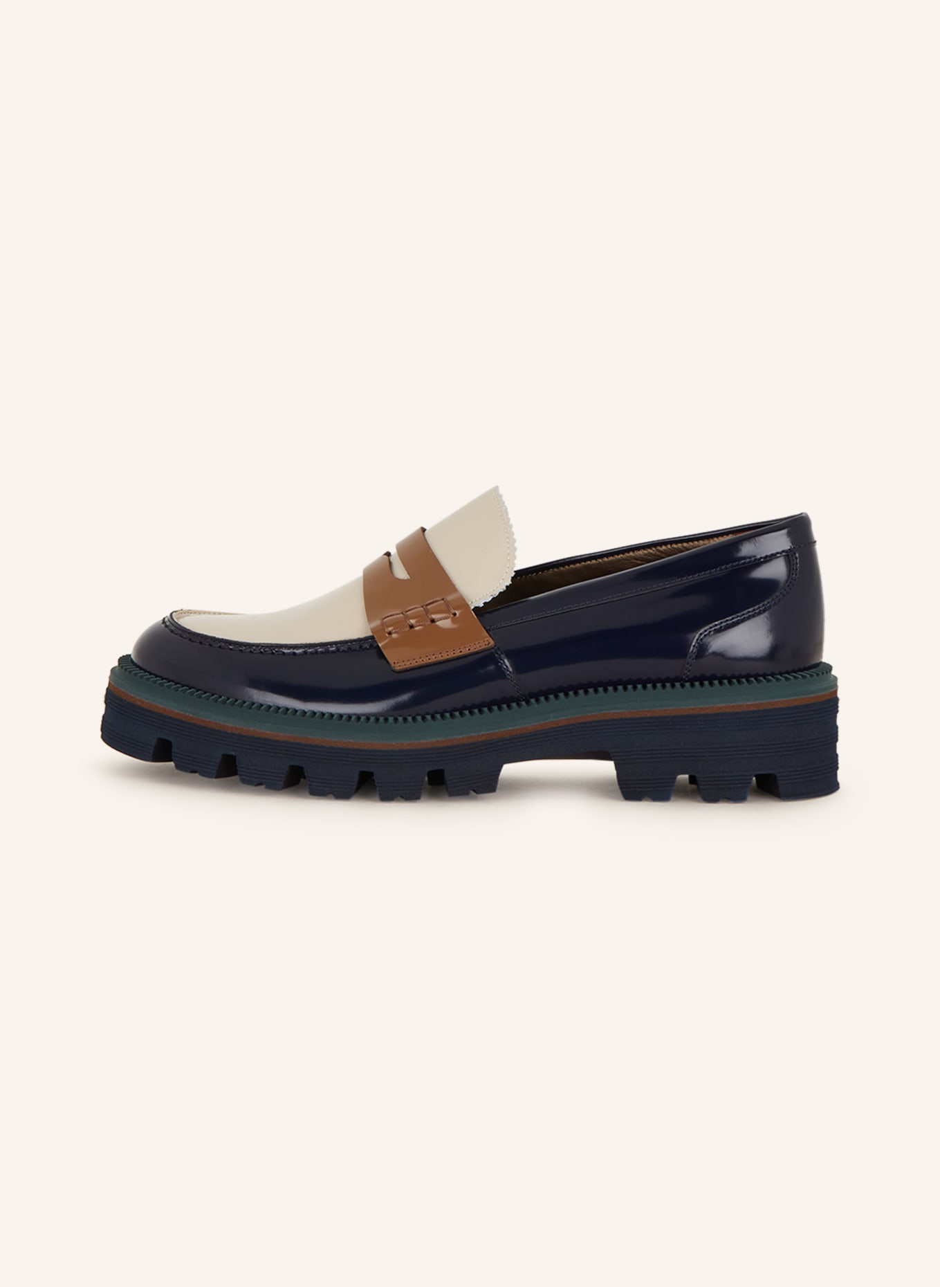 Pertini Penny loafers, Color: DARK BLUE/ BEIGE (Image 4)