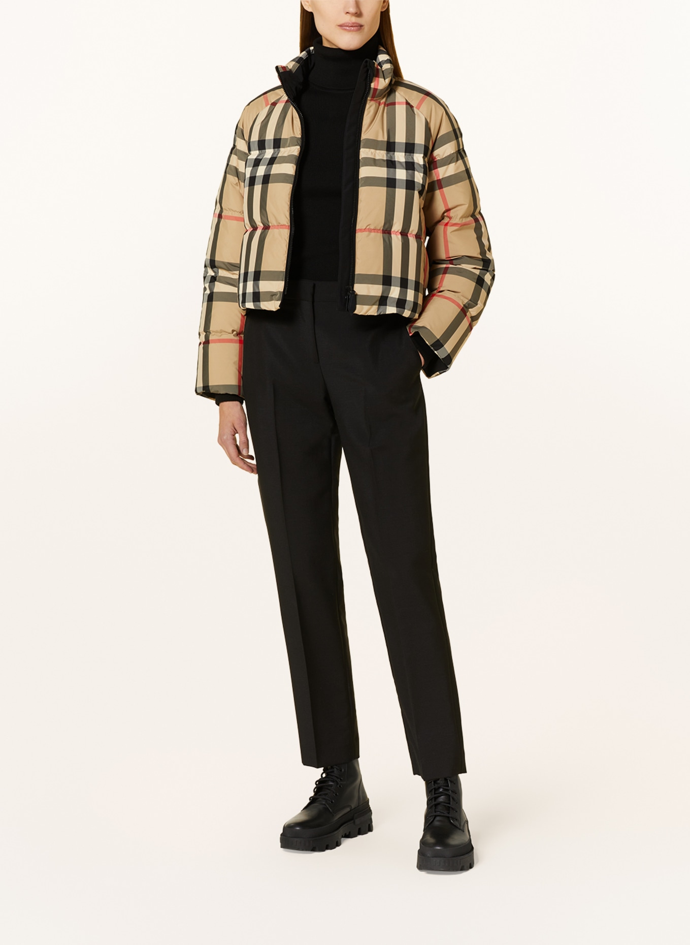 BURBERRY Cropped down jacket, Color: CAMEL/ RED/ BLACK (Image 2)
