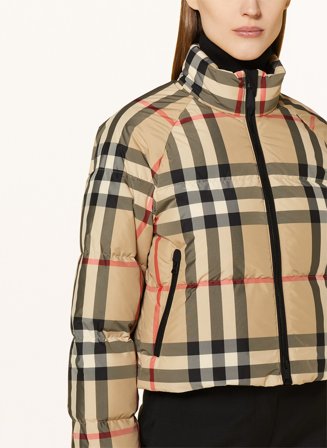 BURBERRY Cropped down jacket, Color: CAMEL/ RED/ BLACK (Image 4)