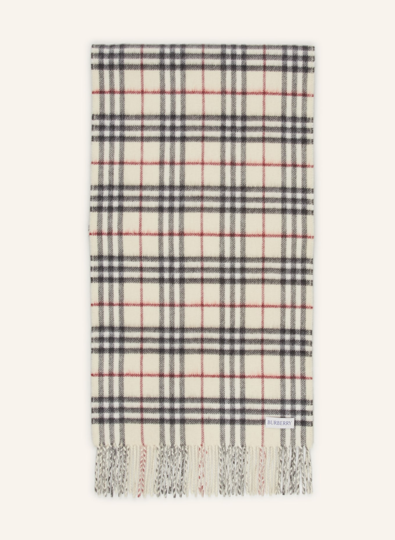 BURBERRY Cashmere scarf, Color: BEIGE/ BLACK/ DARK RED (Image 1)