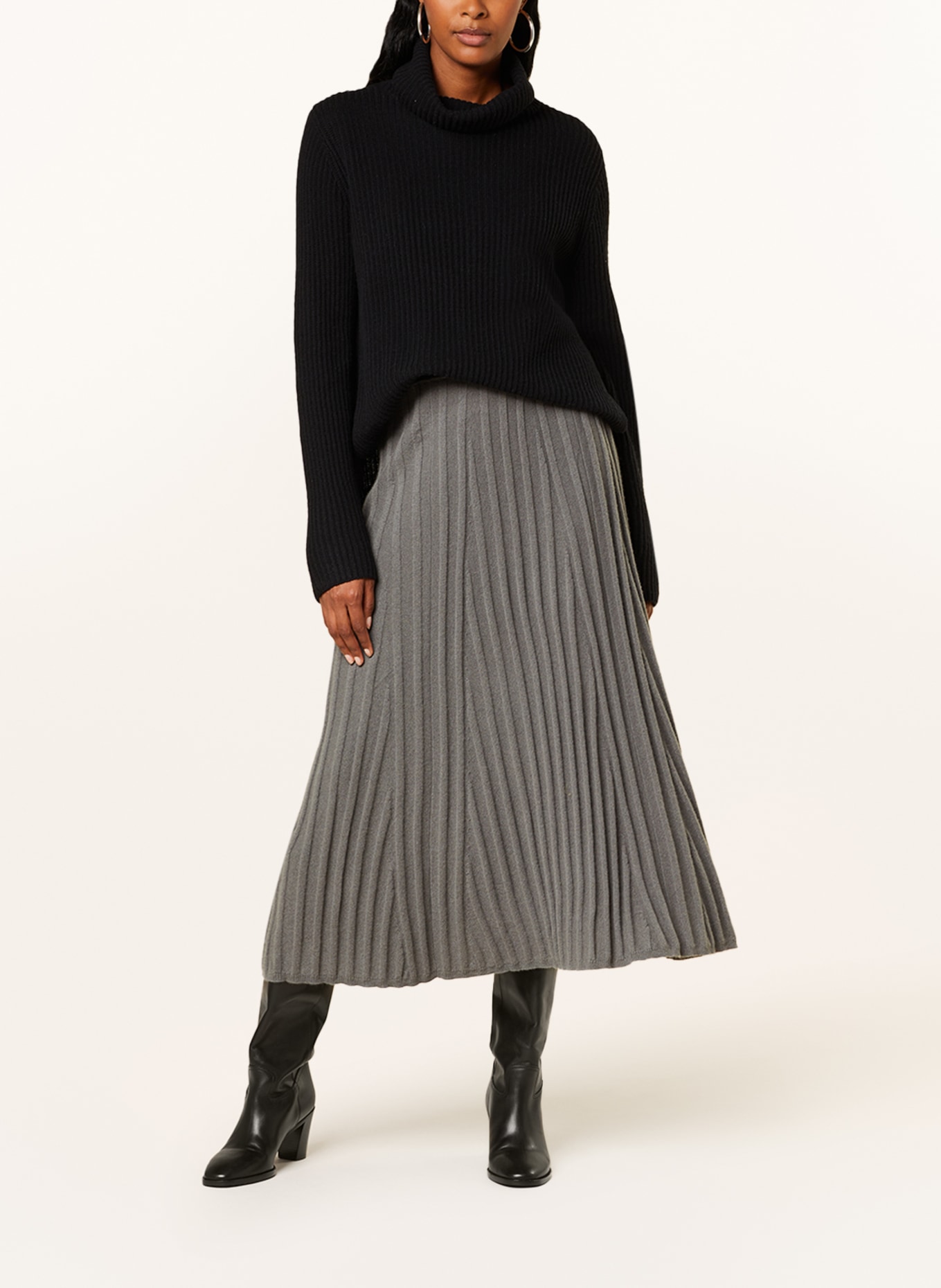 HEMISPHERE Knit skirt in cashmere, Color: GRAY (Image 2)