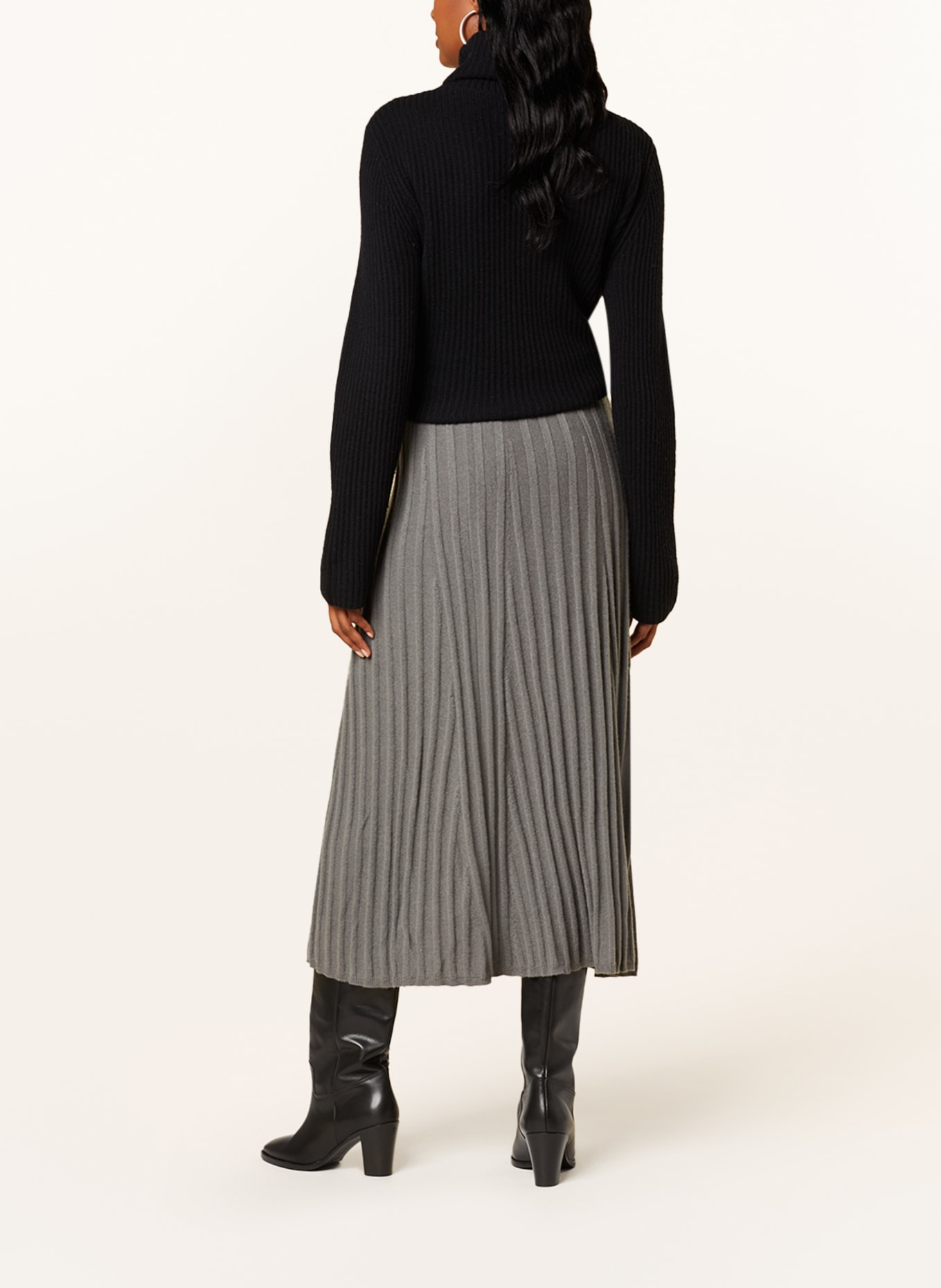 HEMISPHERE Knit skirt in cashmere, Color: GRAY (Image 3)