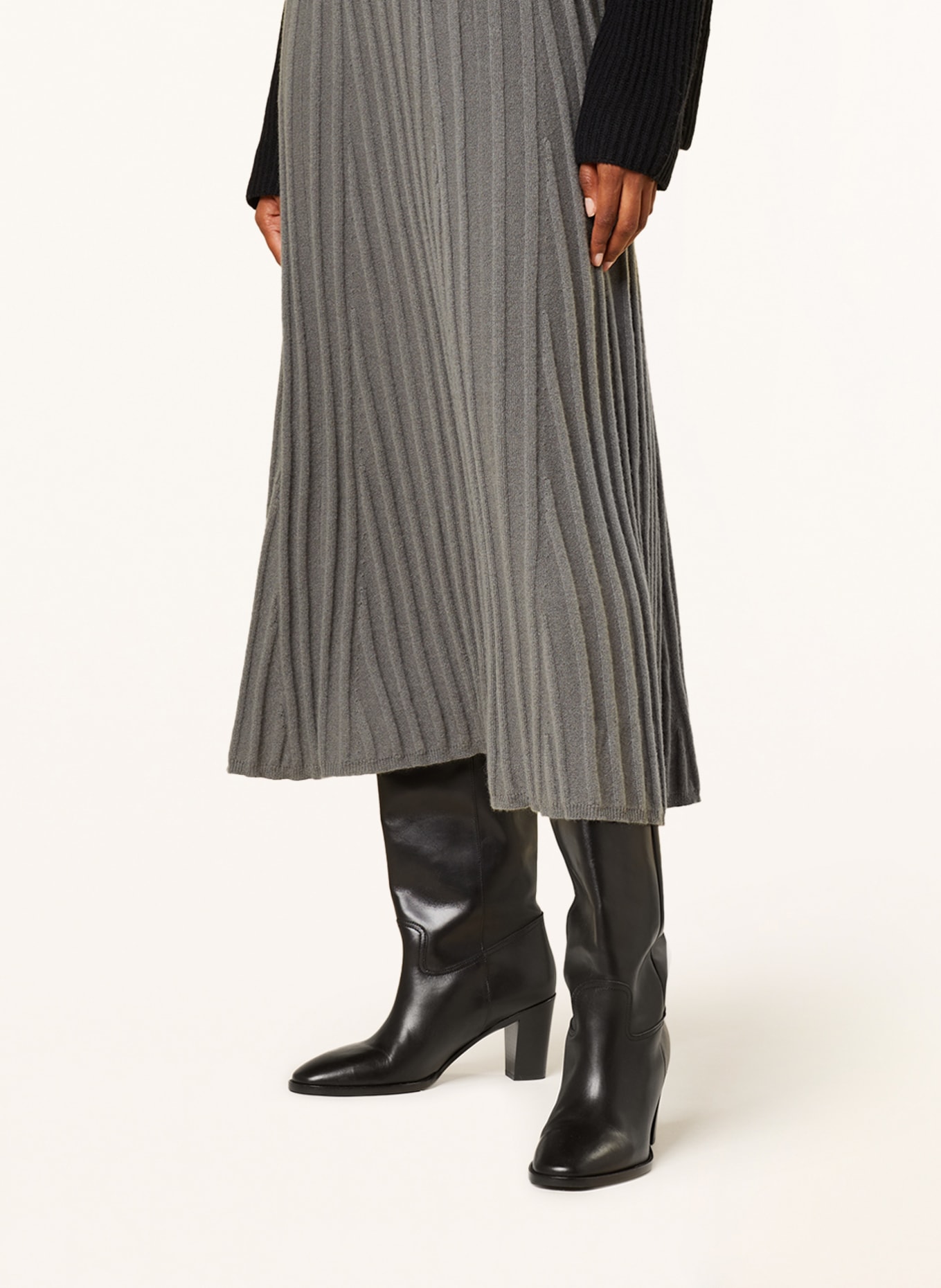 HEMISPHERE Knit skirt in cashmere, Color: GRAY (Image 4)