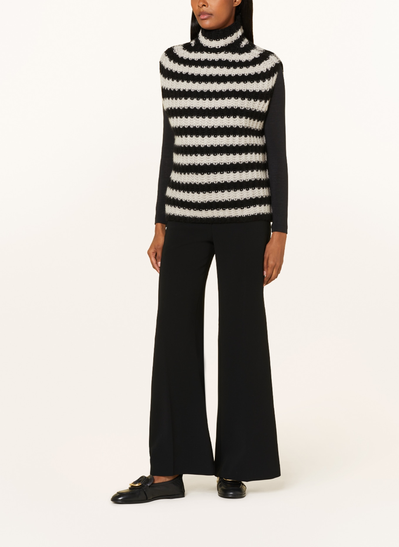 HEMISPHERE Cashmere sweater vest, Color: BLACK/ LIGHT GRAY (Image 2)