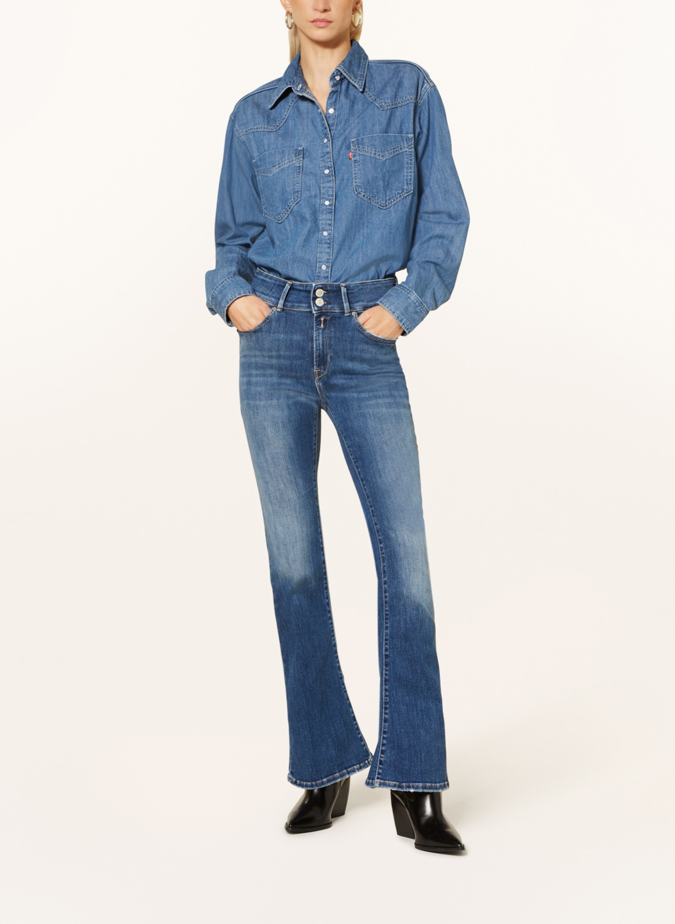 REPLAY Flared Jeans NEWLUZ FLARE, Farbe: 009 MEDIUM BLUE (Bild 2)