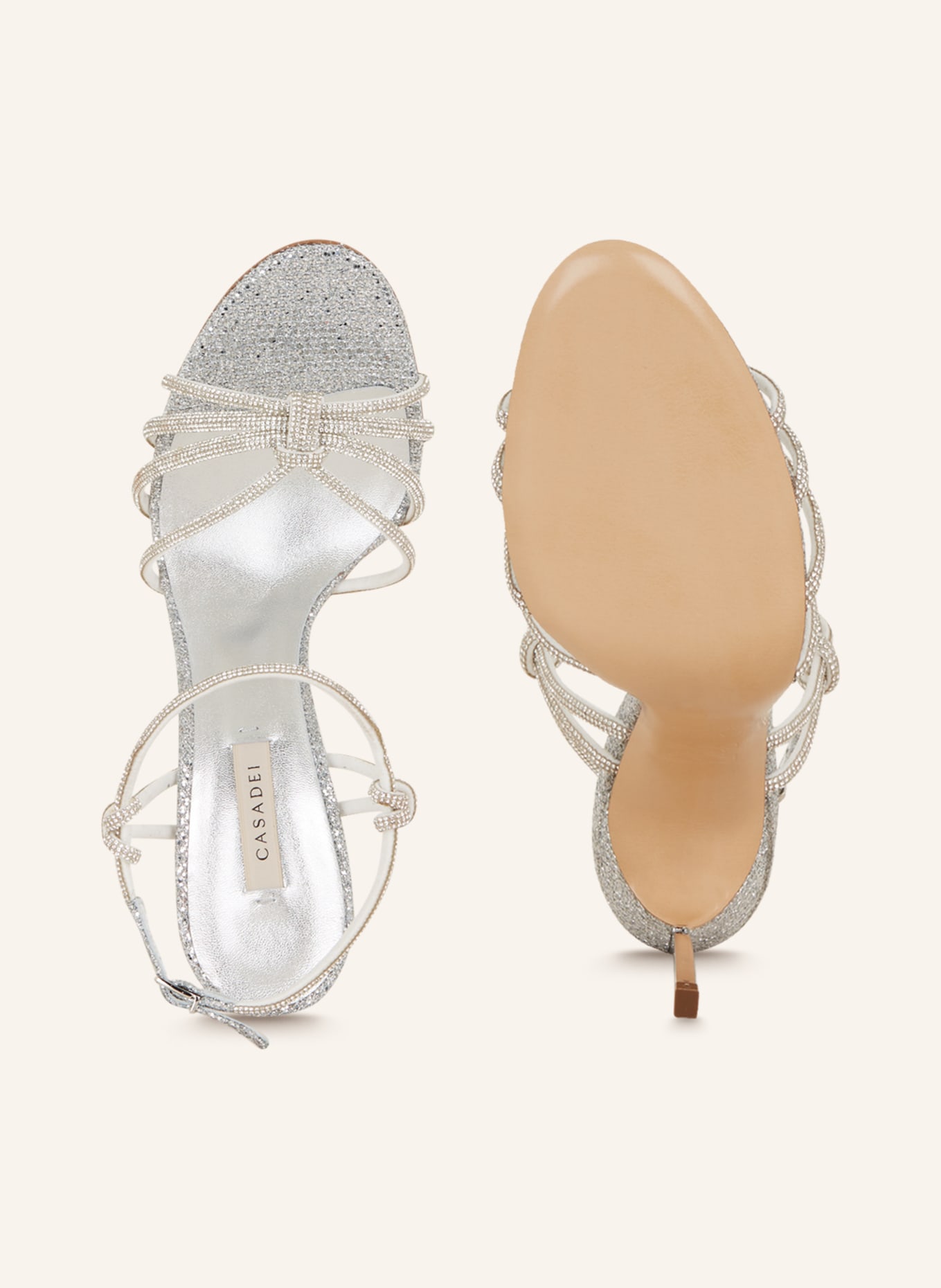 CASADEI Sandals with decorative gems and sequins, Color: SILVER (Image 5)