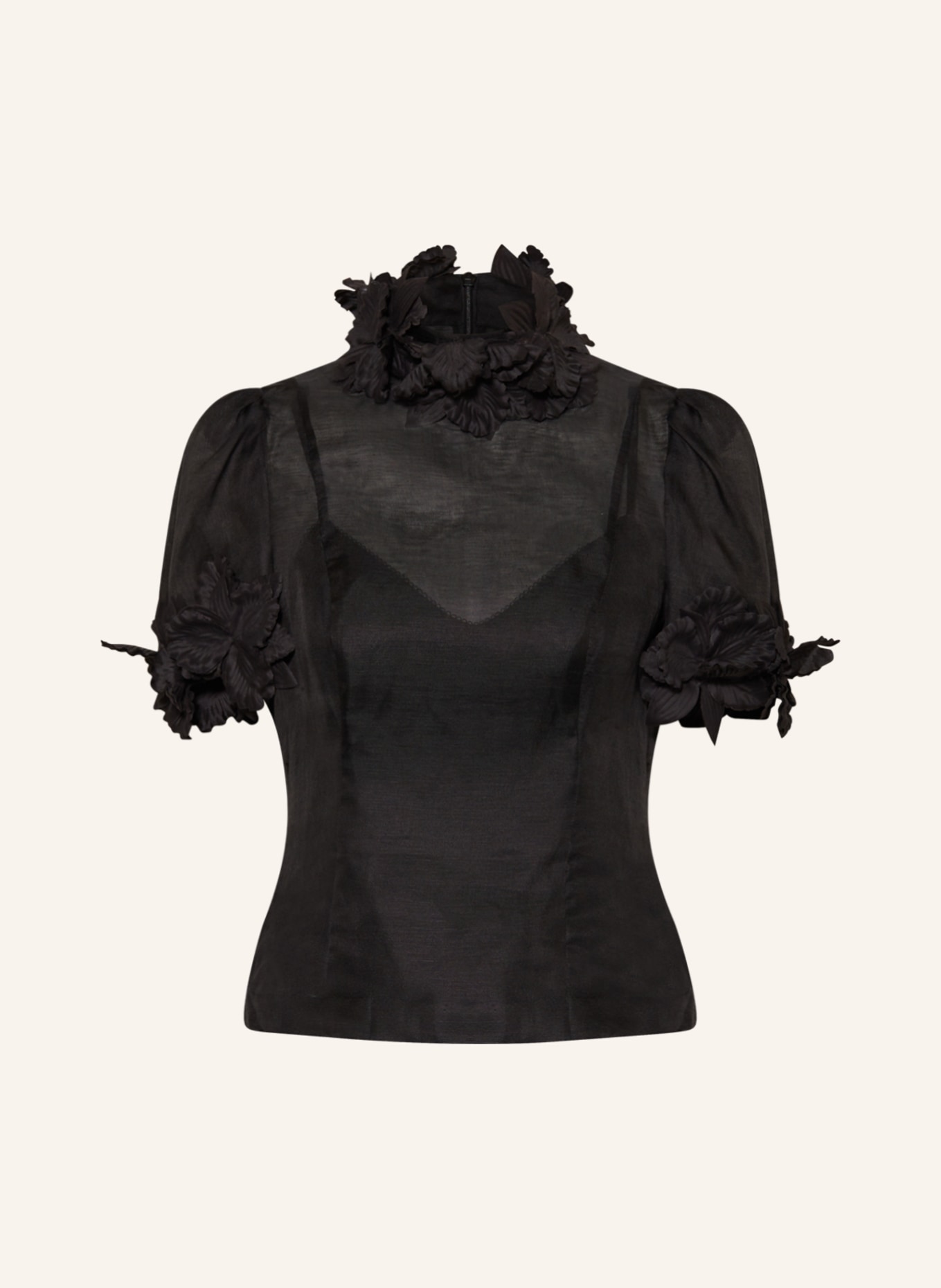 ZIMMERMANN Shirt blouse LUMINOSITY with linen and silk, Color: BLACK (Image 1)