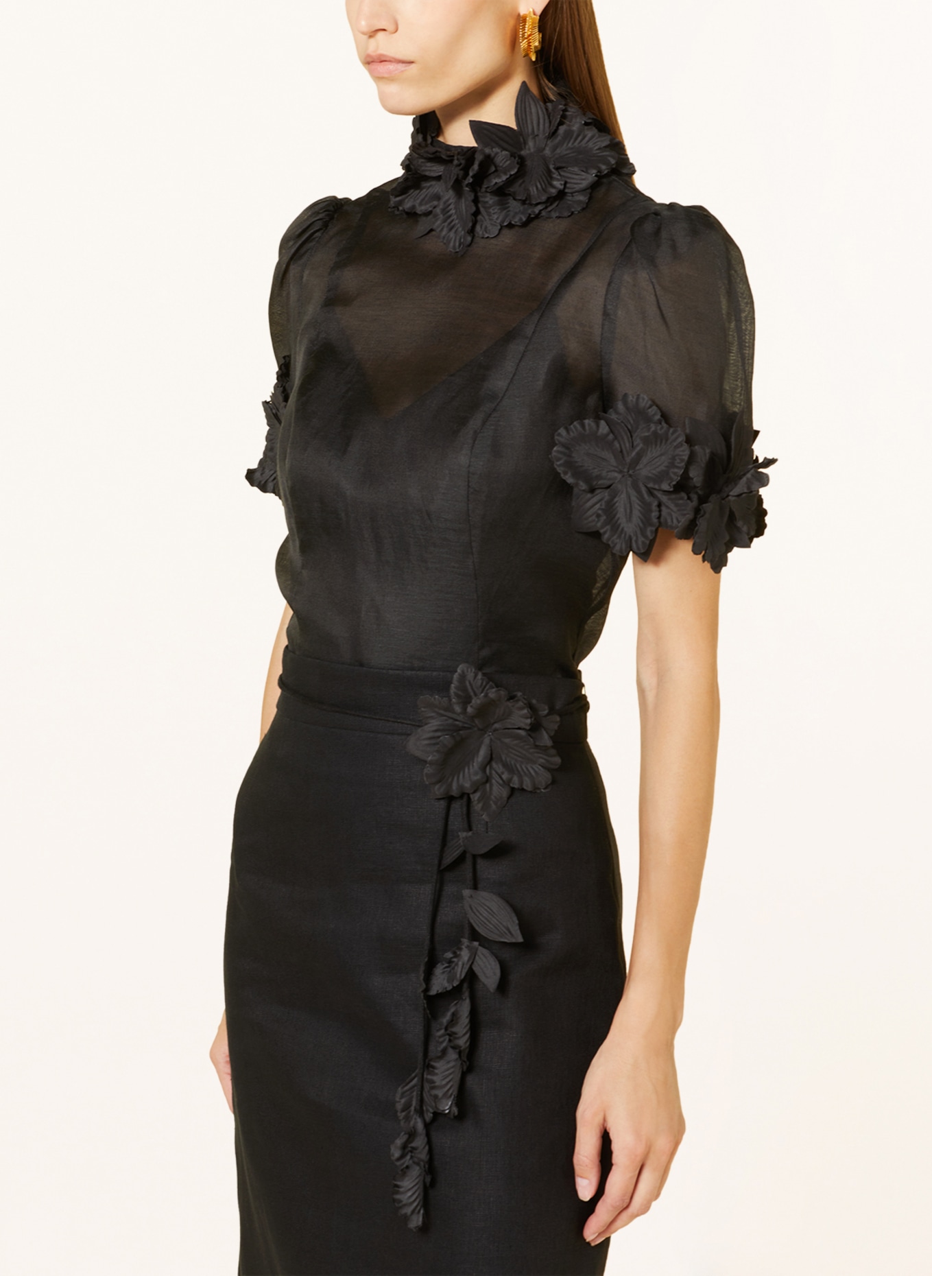 ZIMMERMANN Shirt blouse LUMINOSITY with linen and silk, Color: BLACK (Image 4)
