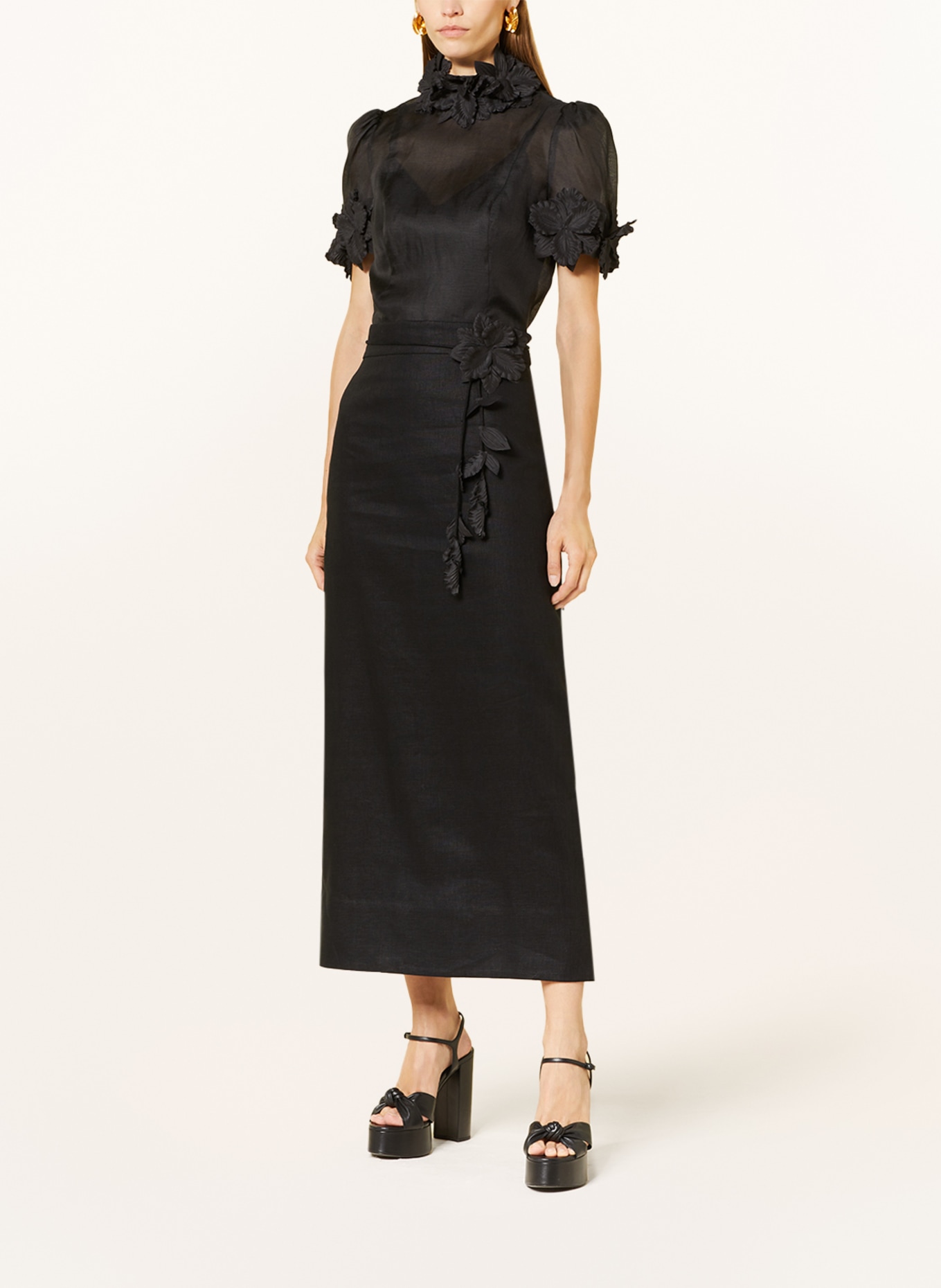 ZIMMERMANN Linen skirt LUMINOSITY, Color: BLACK (Image 2)