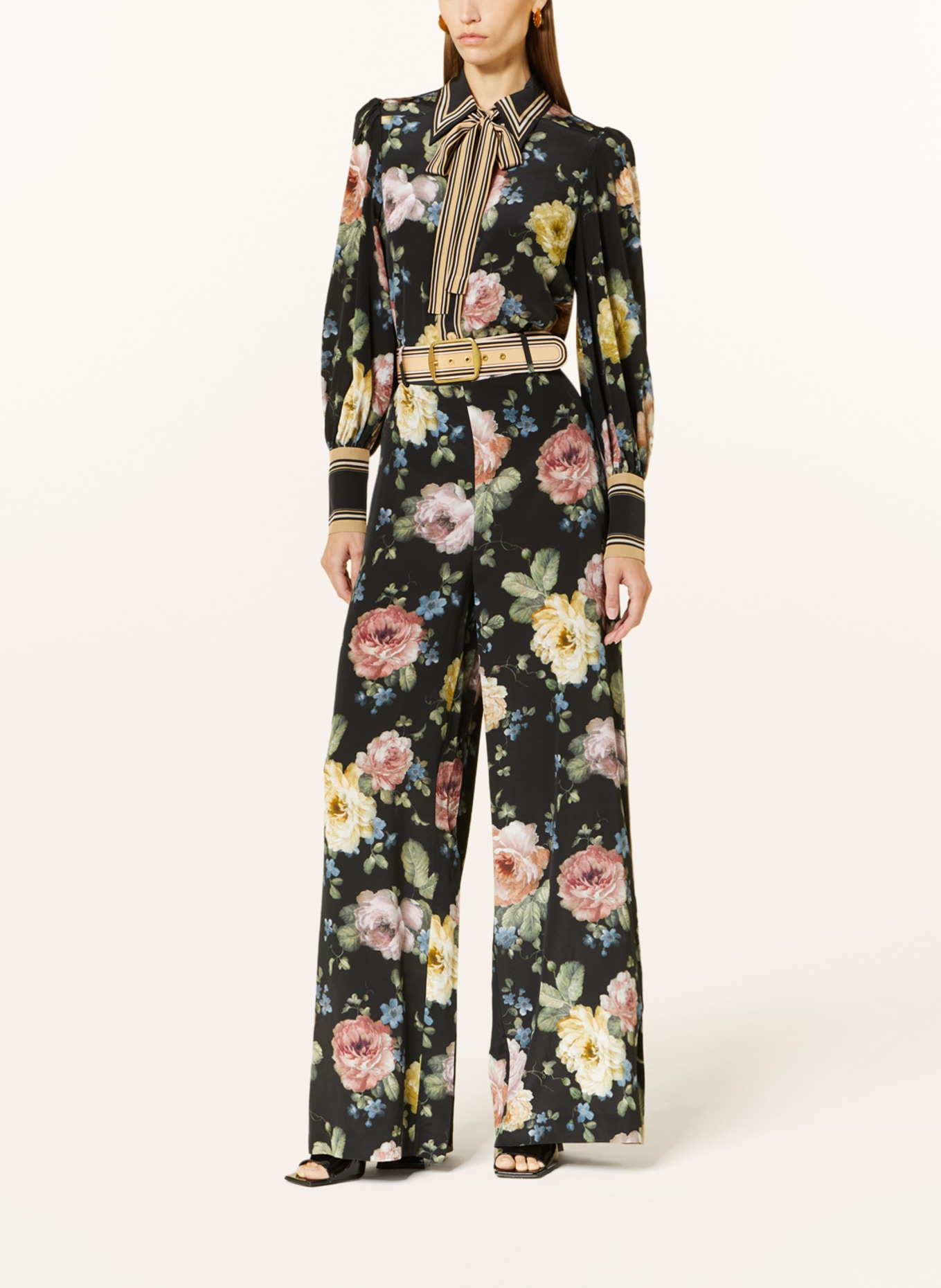 ZIMMERMANN Silk trousers with tuxedo stripes, Color: BLACK/ YELLOW/ ROSE (Image 2)