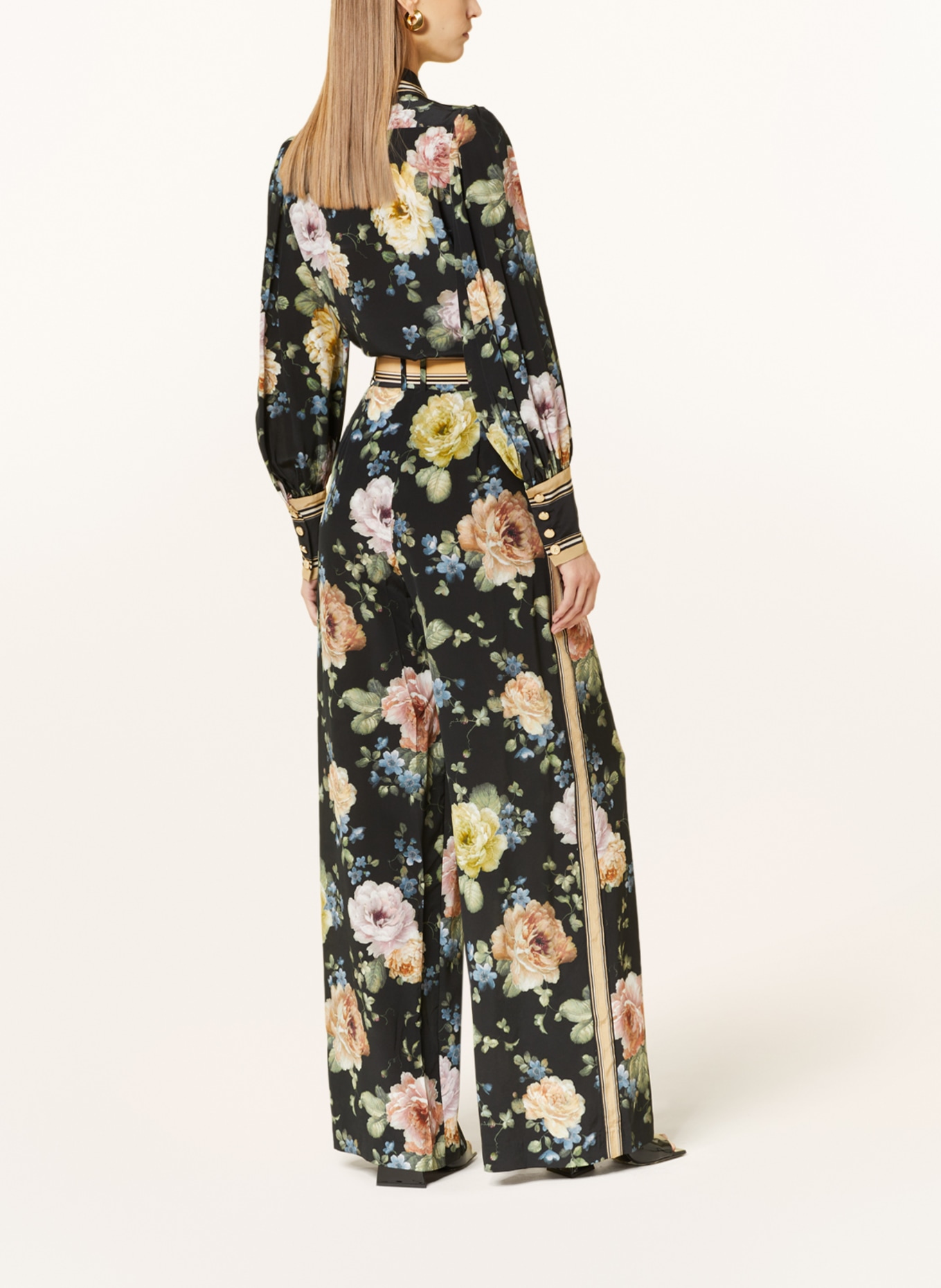 ZIMMERMANN Silk trousers with tuxedo stripes, Color: BLACK/ YELLOW/ ROSE (Image 3)