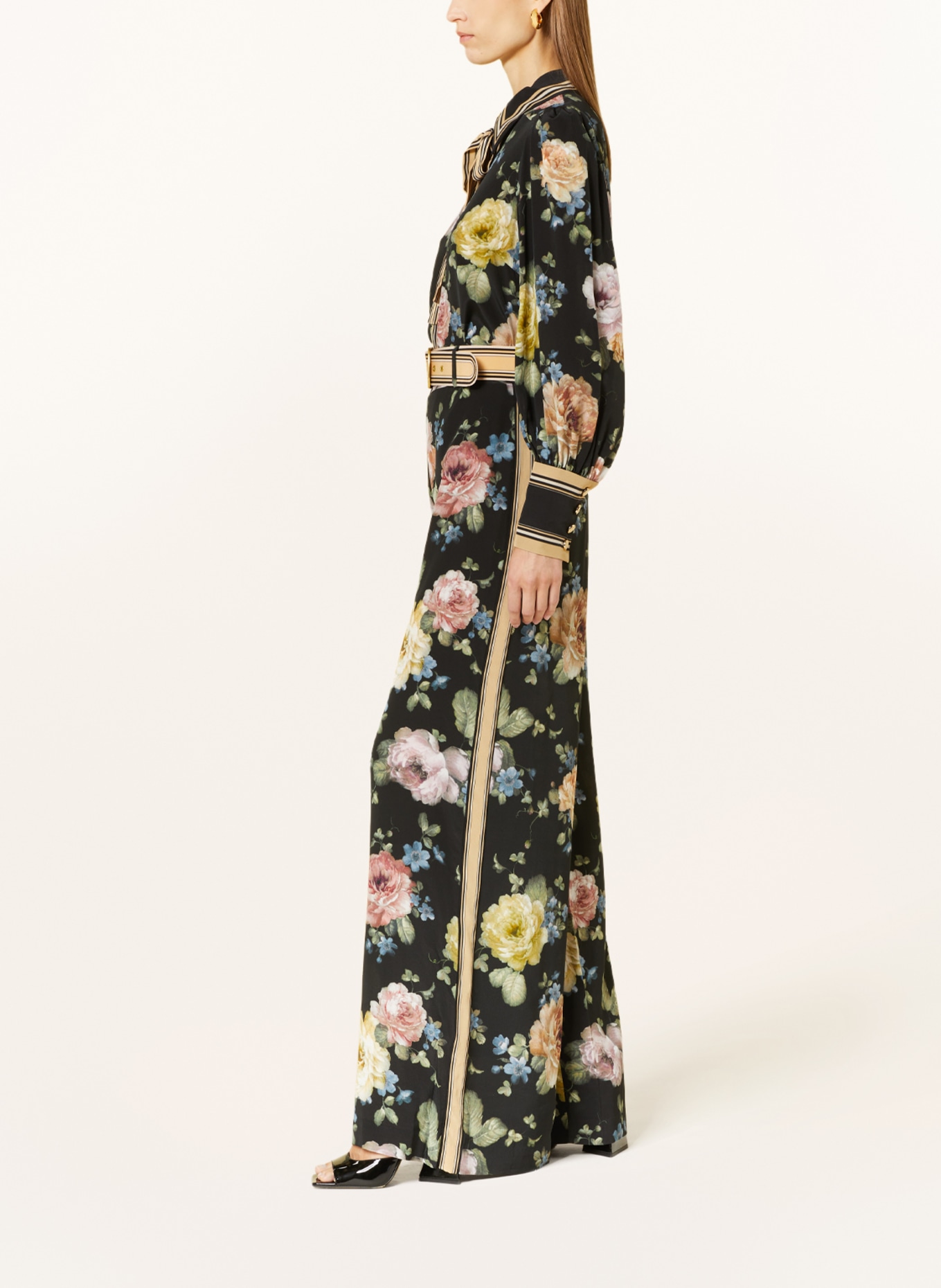 ZIMMERMANN Silk trousers with tuxedo stripes, Color: BLACK/ YELLOW/ ROSE (Image 4)