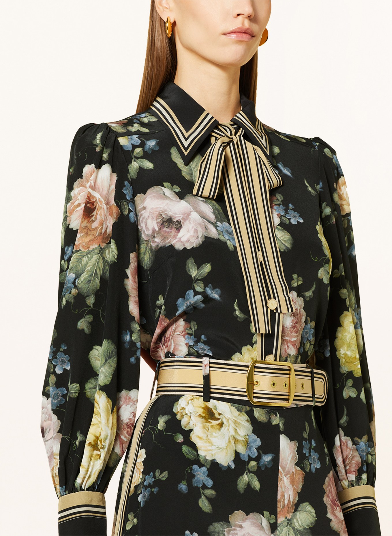 ZIMMERMANN Shirt blouse in silk with detachable bow, Color: BLACK/ ROSE/ YELLOW (Image 4)