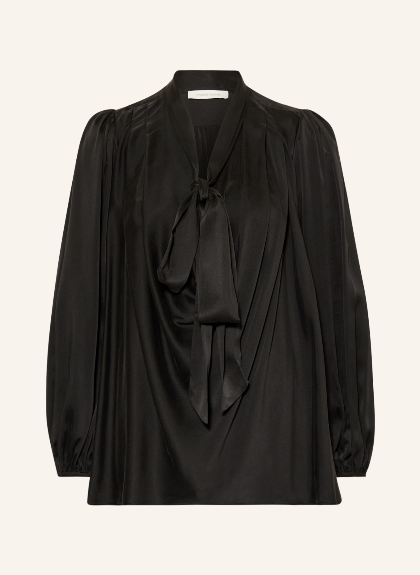 ZIMMERMANN Bow-tie blouse BILLOW in silk, Color: BLACK (Image 1)