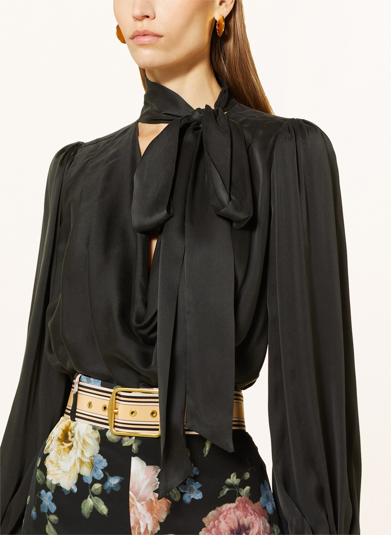 ZIMMERMANN Bow-tie blouse BILLOW in silk, Color: BLACK (Image 4)