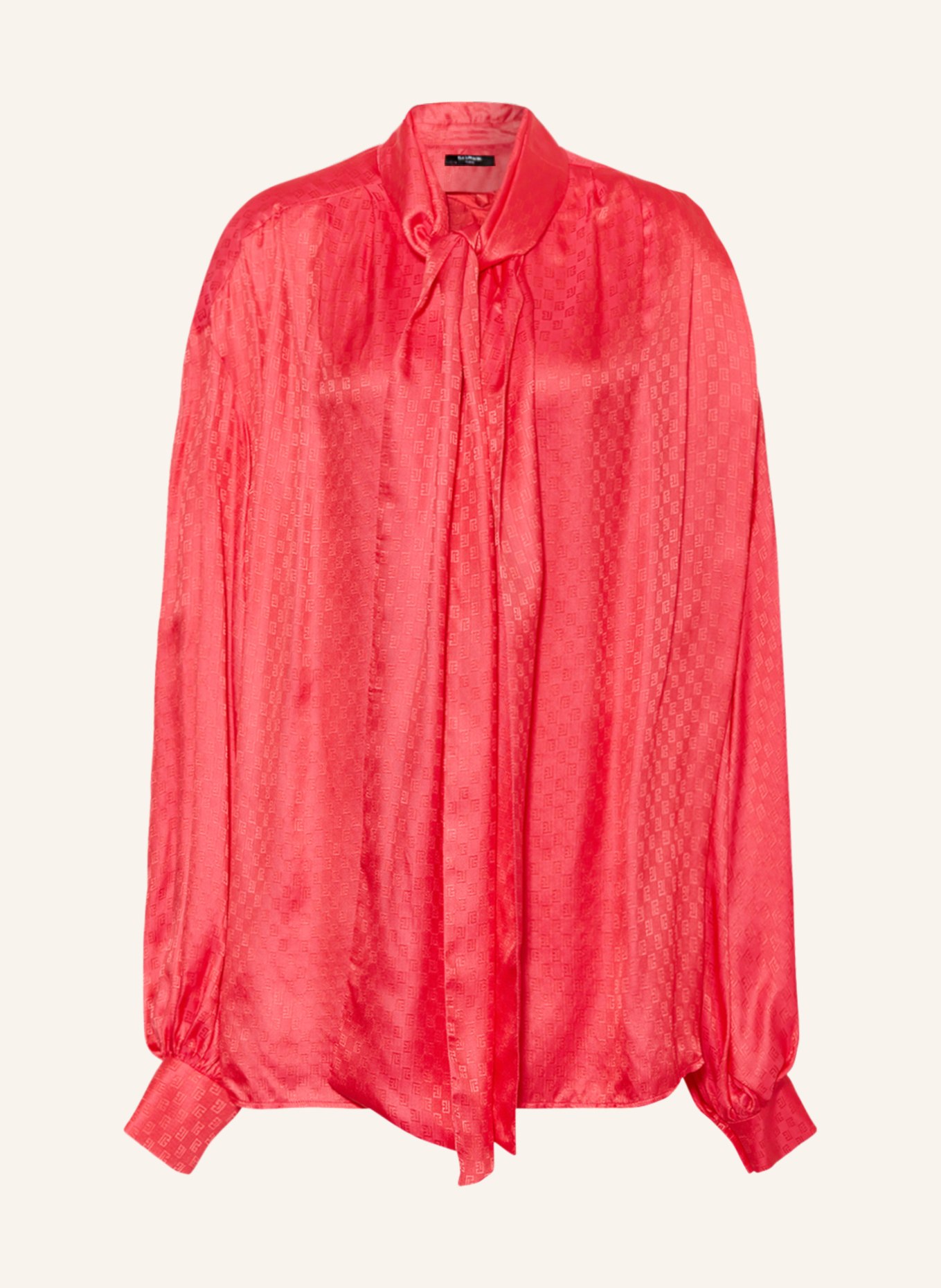 BALMAIN Bluzka z wiązaniem pod szyją z dodatkiem jedwabiu, Kolor: FUKSJA (Obrazek 1)