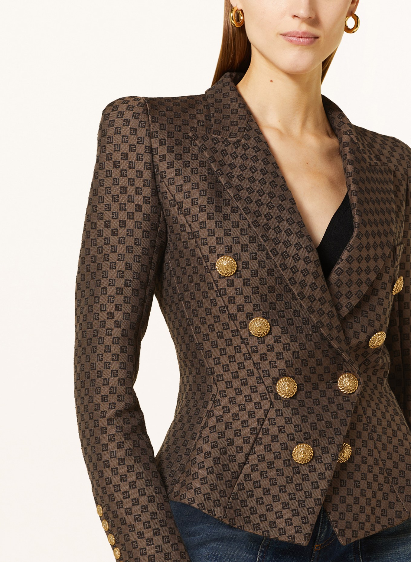 BALMAIN Jacquard blazer, Color: BROWN/ DARK BROWN (Image 4)