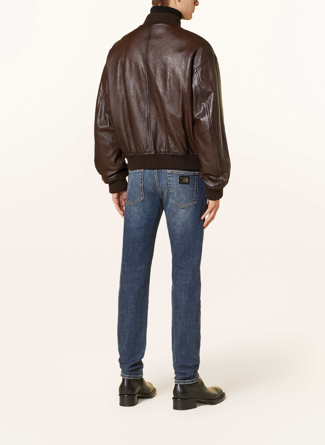 DOLCE & GABBANA Leather bomber jacket, Color: DARK BROWN (Image 3)